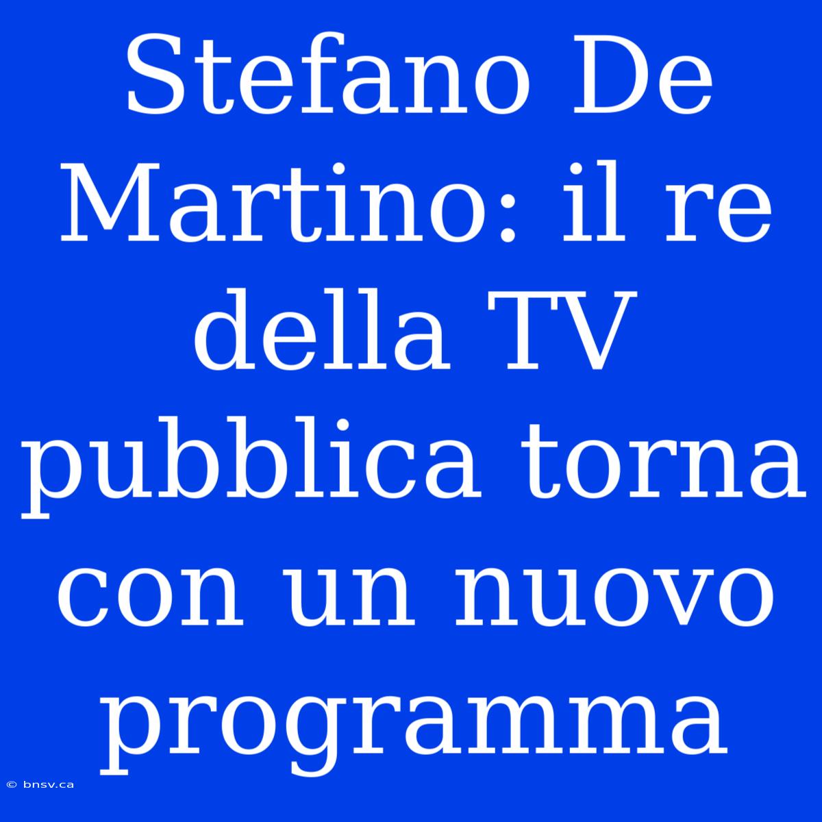 Stefano De Martino: Il Re Della TV Pubblica Torna Con Un Nuovo Programma