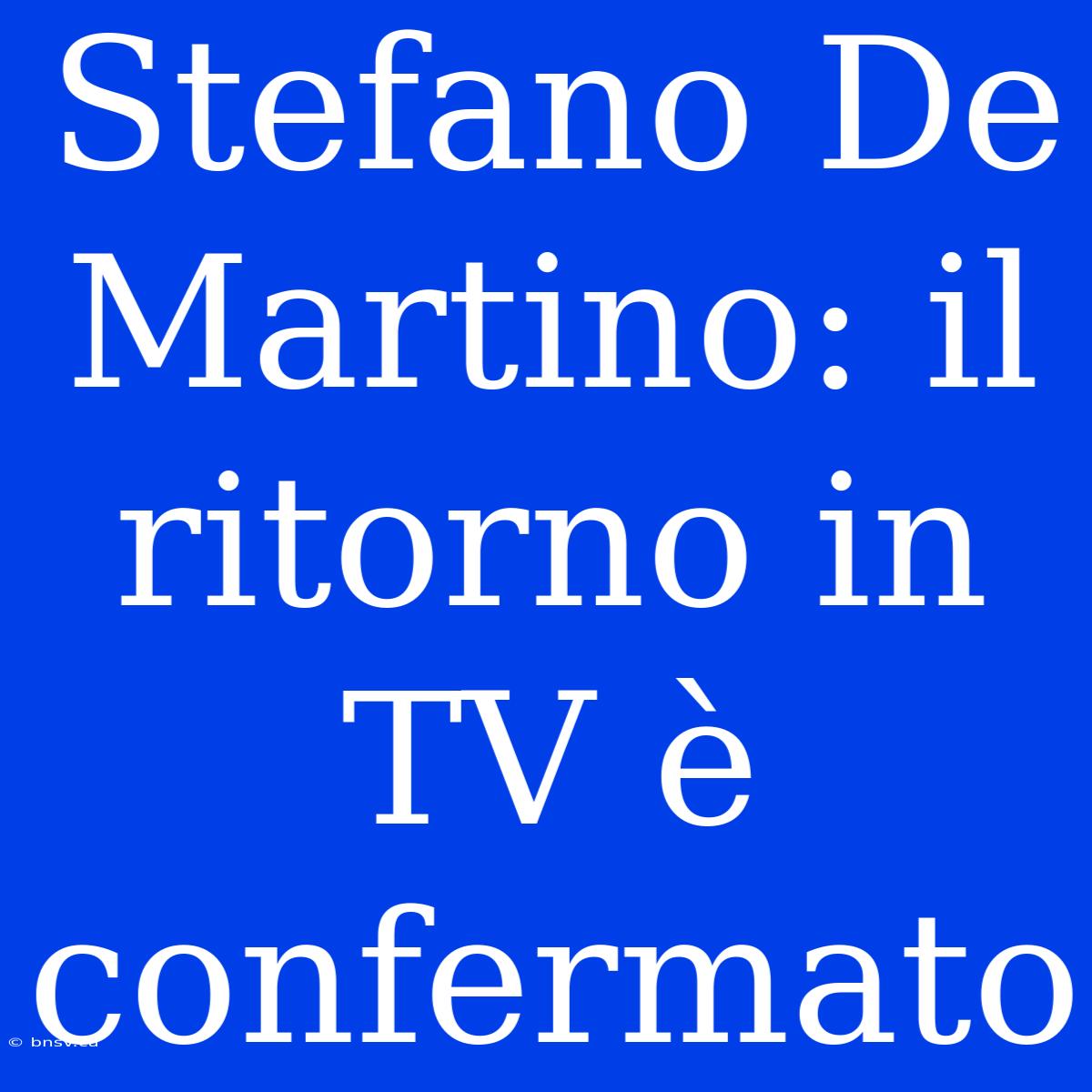 Stefano De Martino: Il Ritorno In TV È Confermato