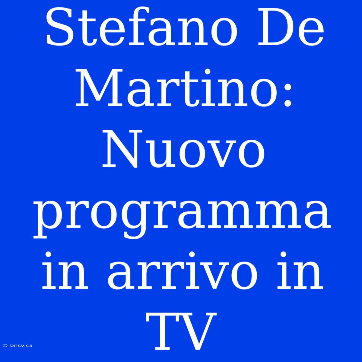 Stefano De Martino: Nuovo Programma In Arrivo In TV