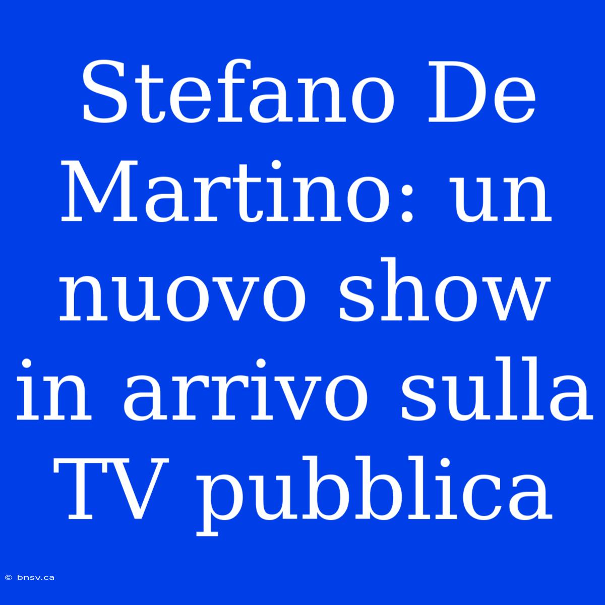 Stefano De Martino: Un Nuovo Show In Arrivo Sulla TV Pubblica