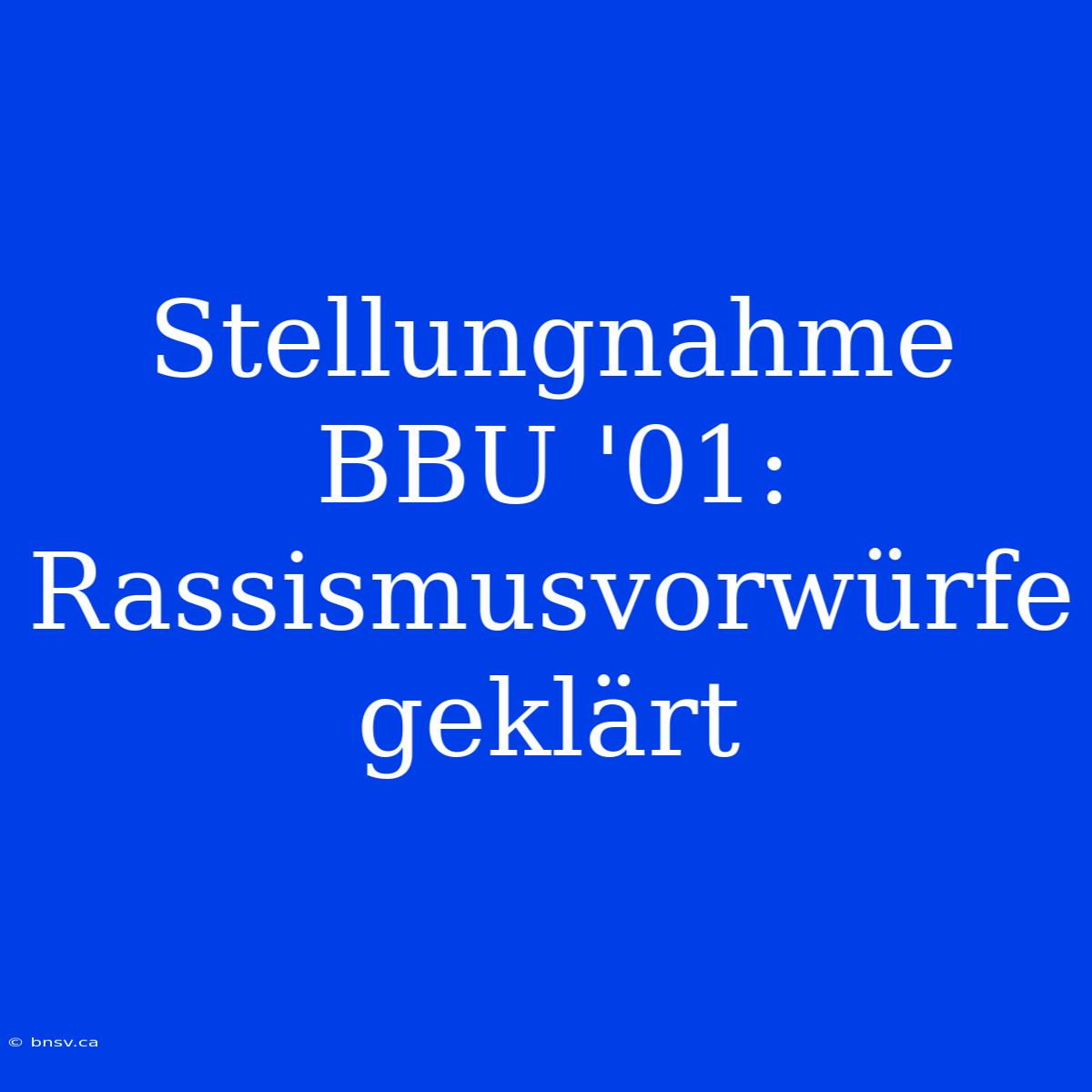 Stellungnahme BBU '01: Rassismusvorwürfe Geklärt