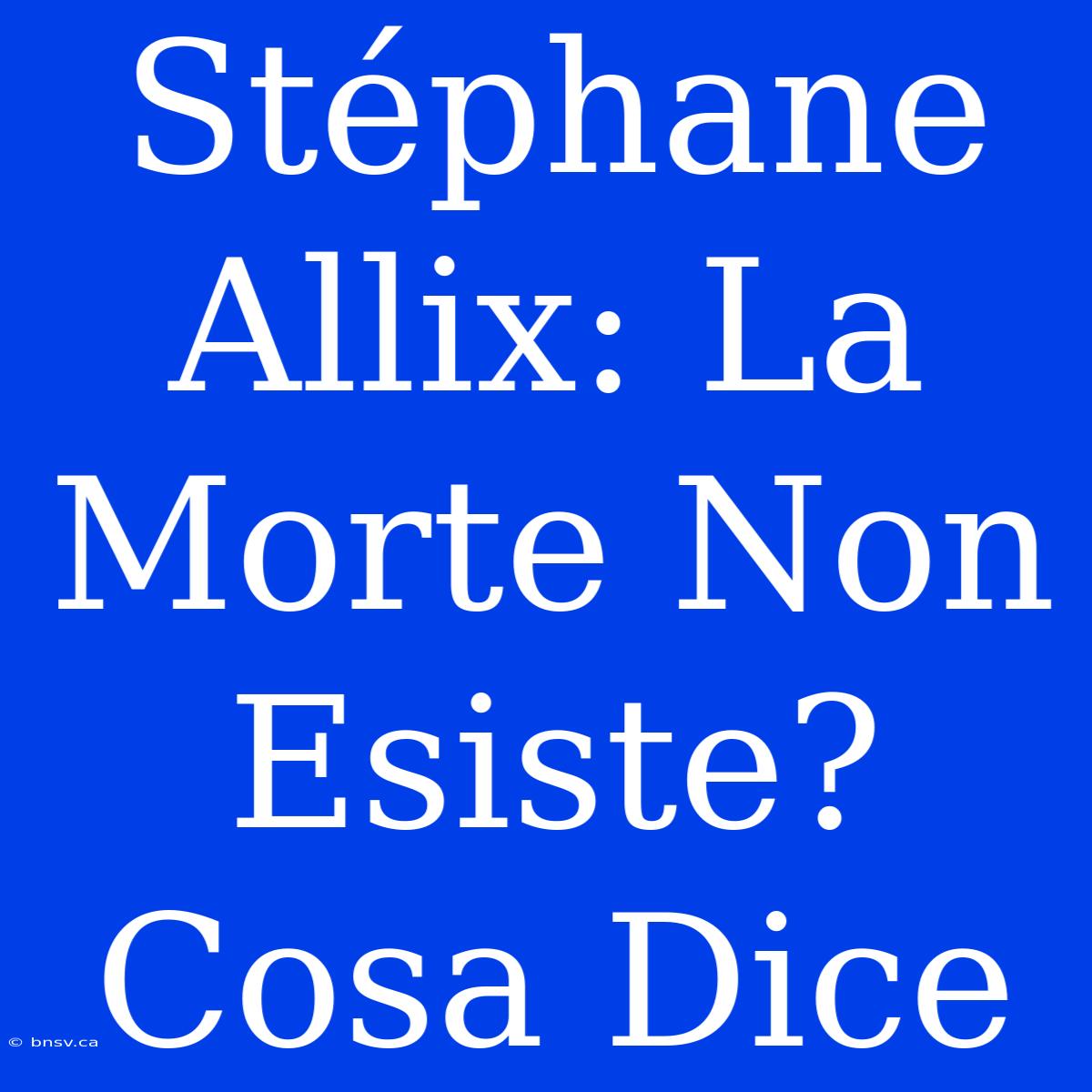 Stéphane Allix: La Morte Non Esiste? Cosa Dice