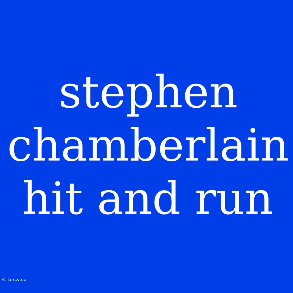 Stephen Chamberlain Hit And Run