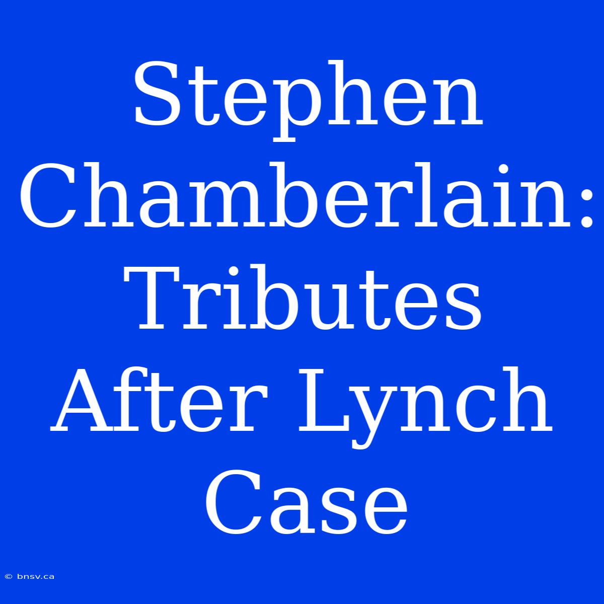 Stephen Chamberlain: Tributes After Lynch Case