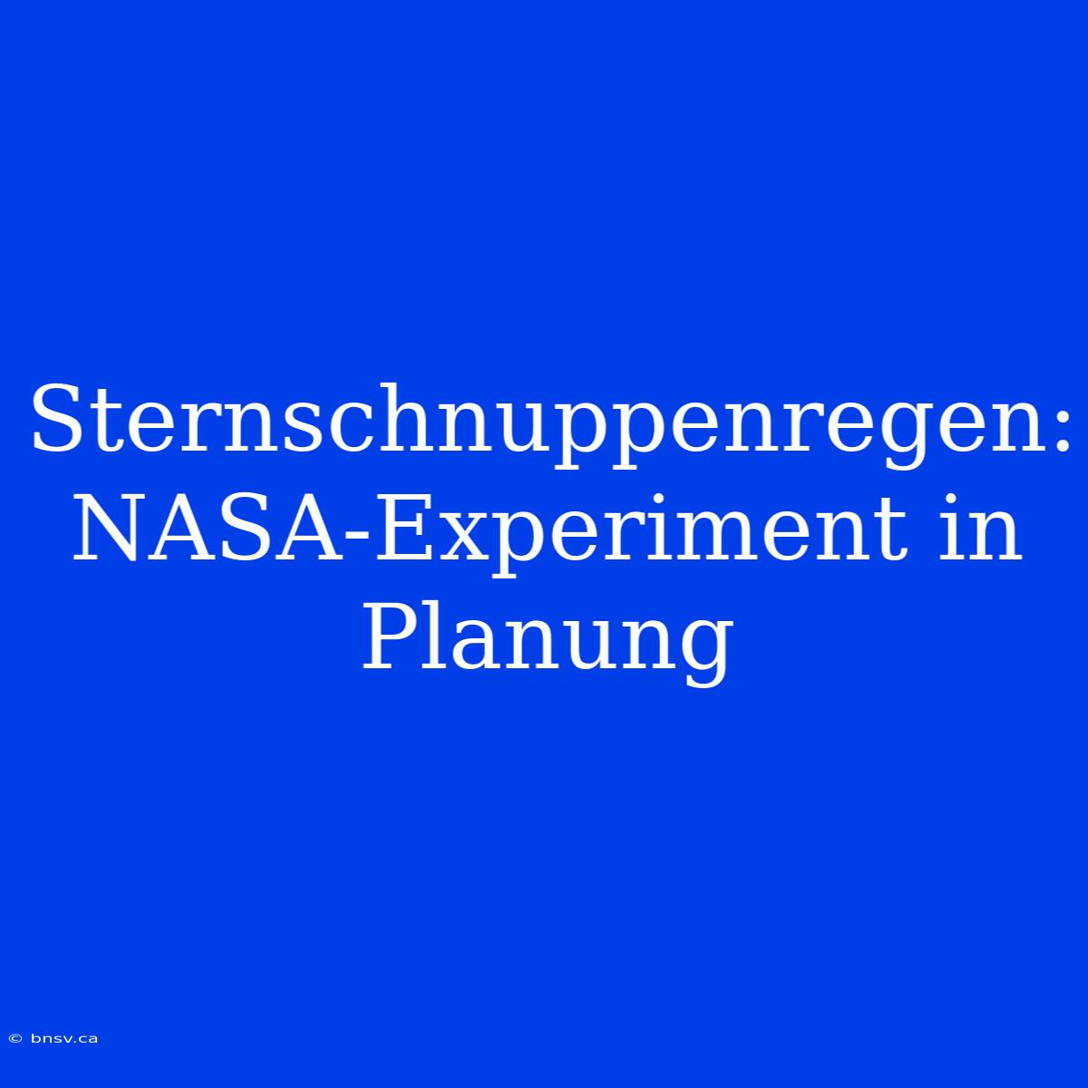 Sternschnuppenregen: NASA-Experiment In Planung