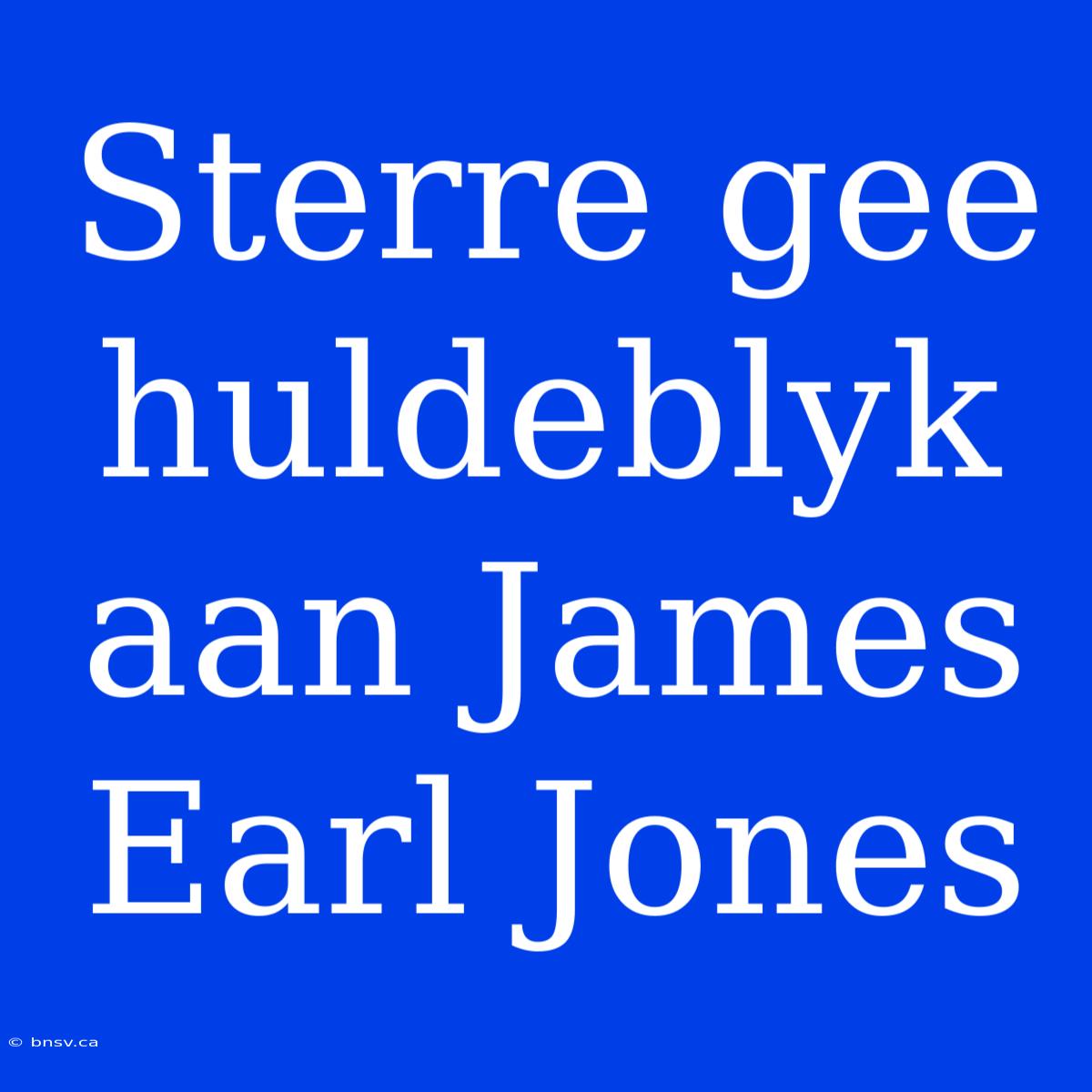 Sterre Gee Huldeblyk Aan James Earl Jones