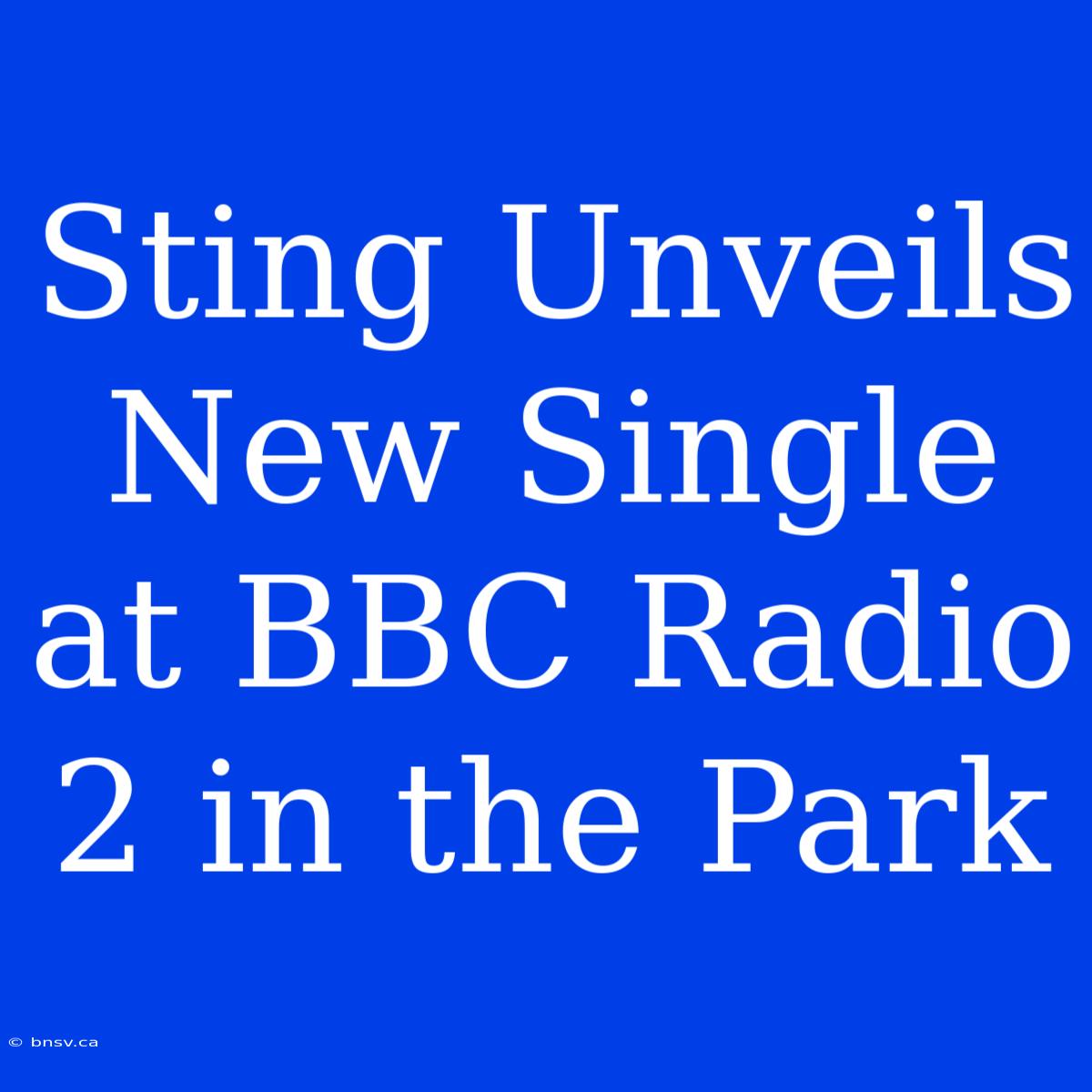 Sting Unveils New Single At BBC Radio 2 In The Park