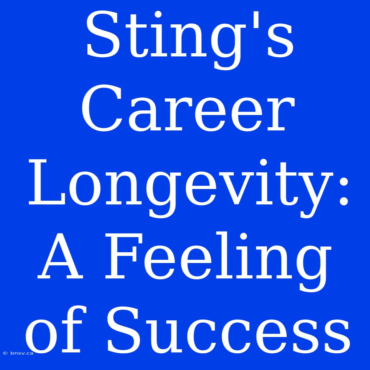 Sting's Career Longevity: A Feeling Of Success