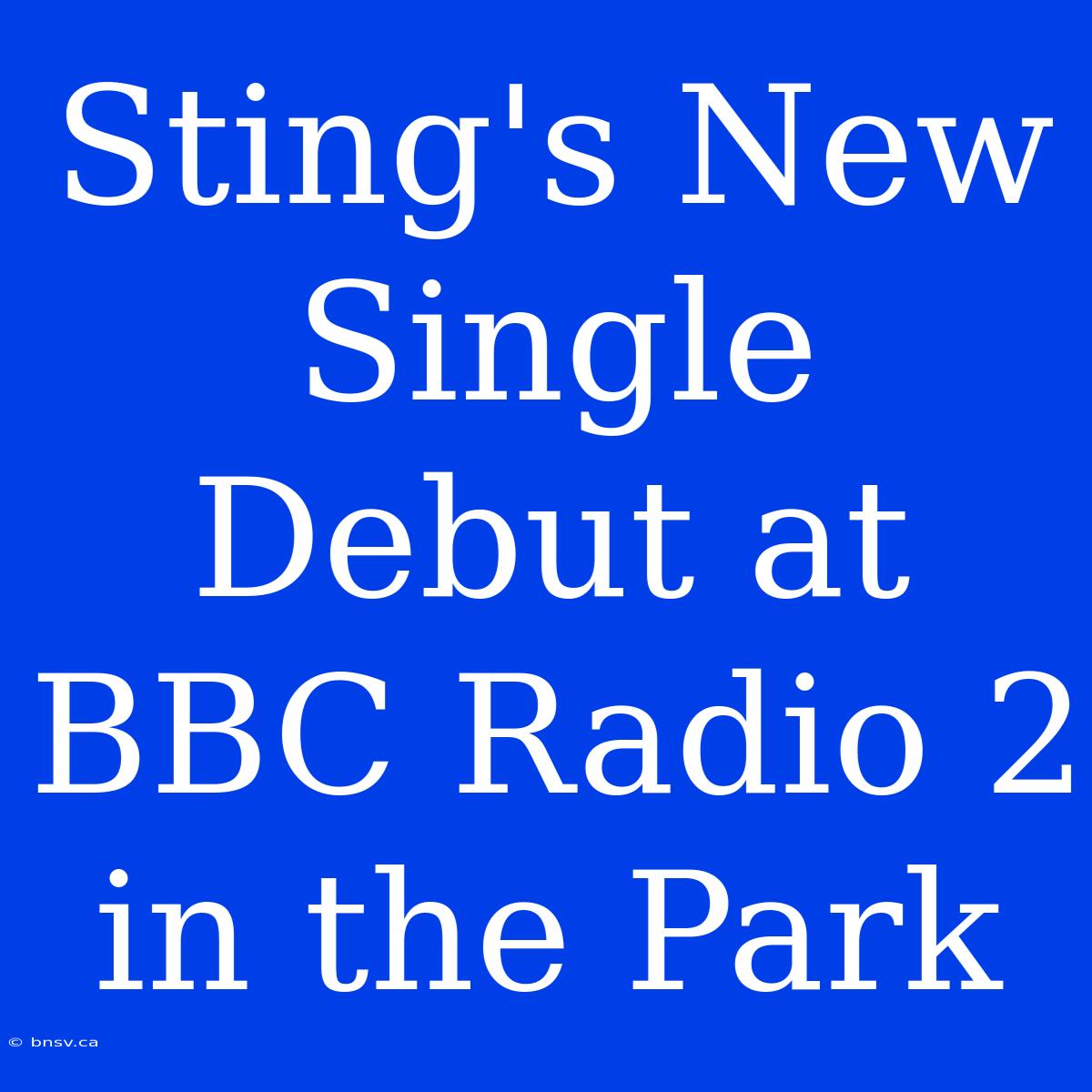 Sting's New Single Debut At BBC Radio 2 In The Park