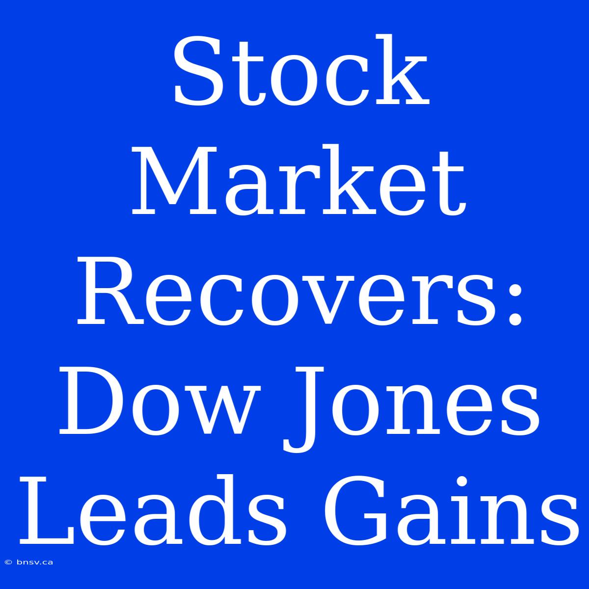 Stock Market Recovers: Dow Jones Leads Gains