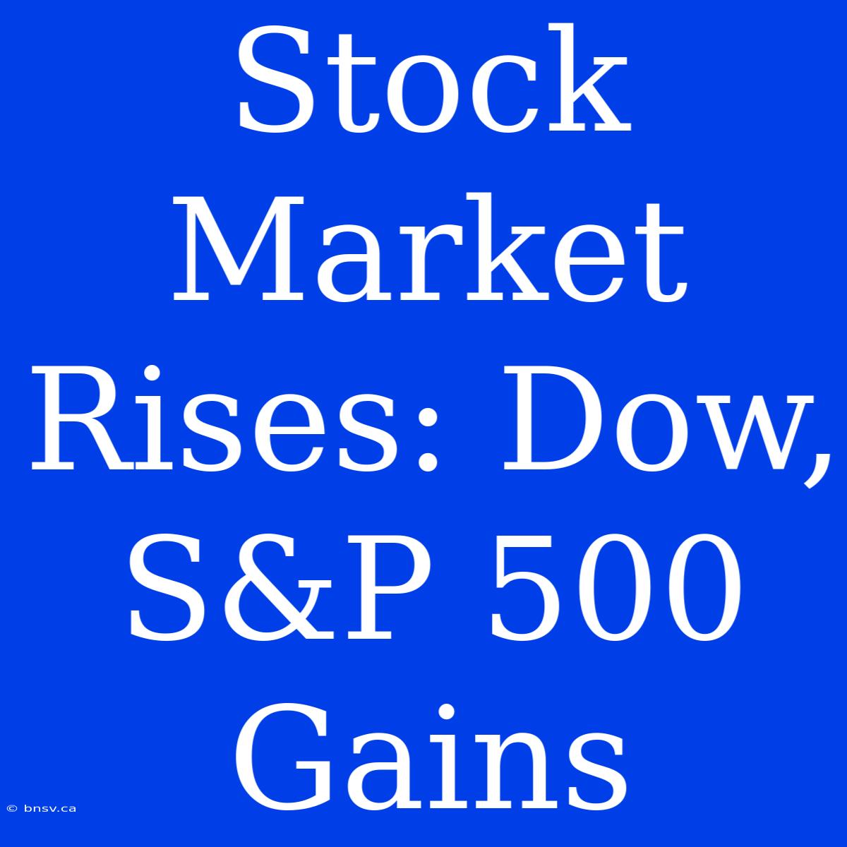 Stock Market Rises: Dow, S&P 500 Gains