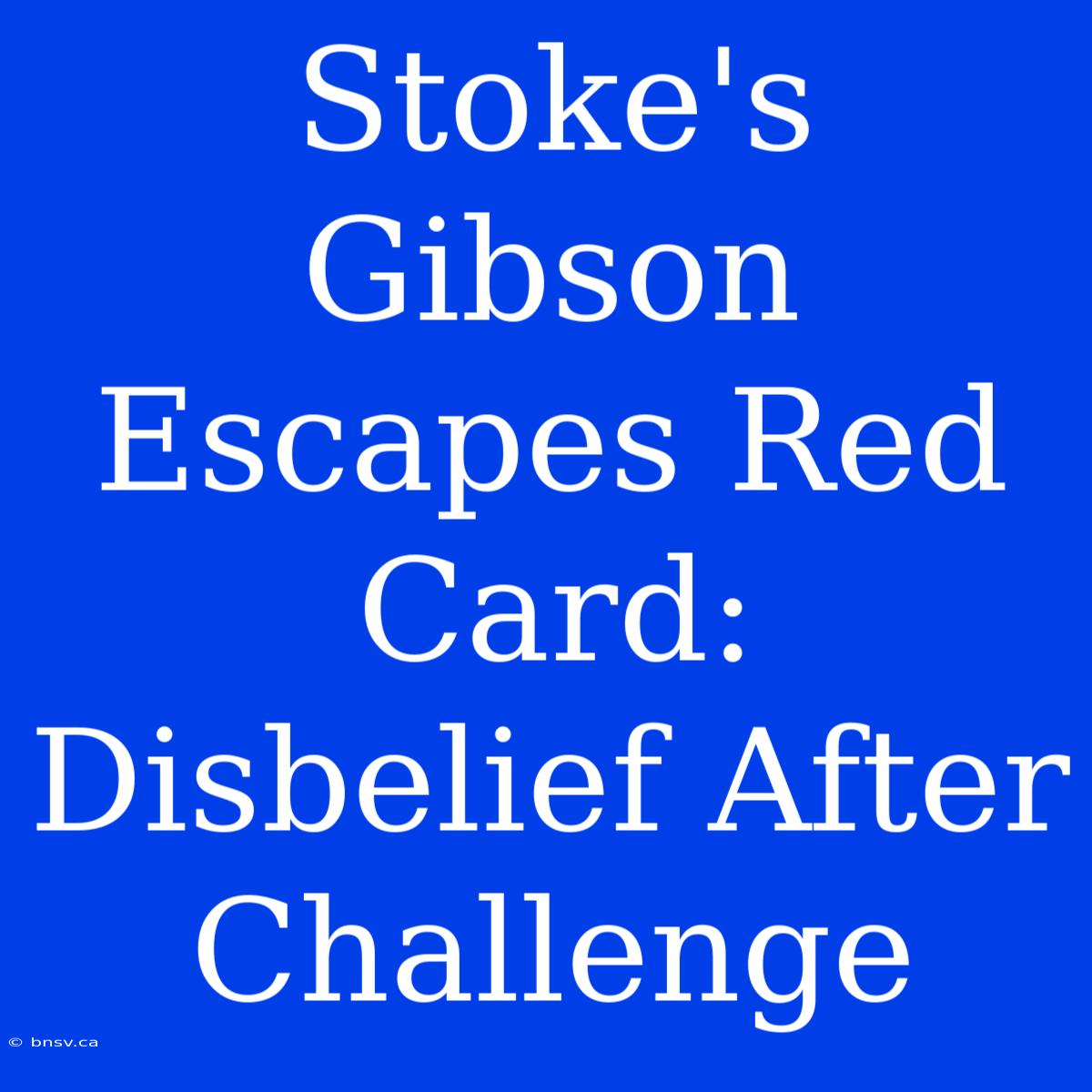 Stoke's Gibson Escapes Red Card: Disbelief After Challenge