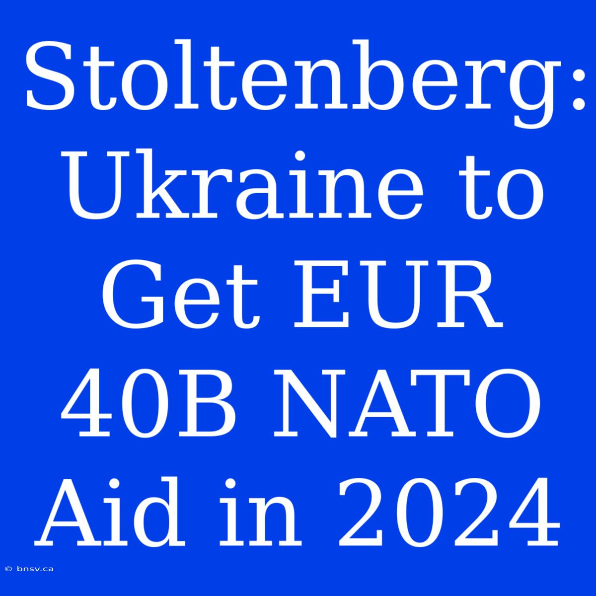 Stoltenberg: Ukraine To Get EUR 40B NATO Aid In 2024