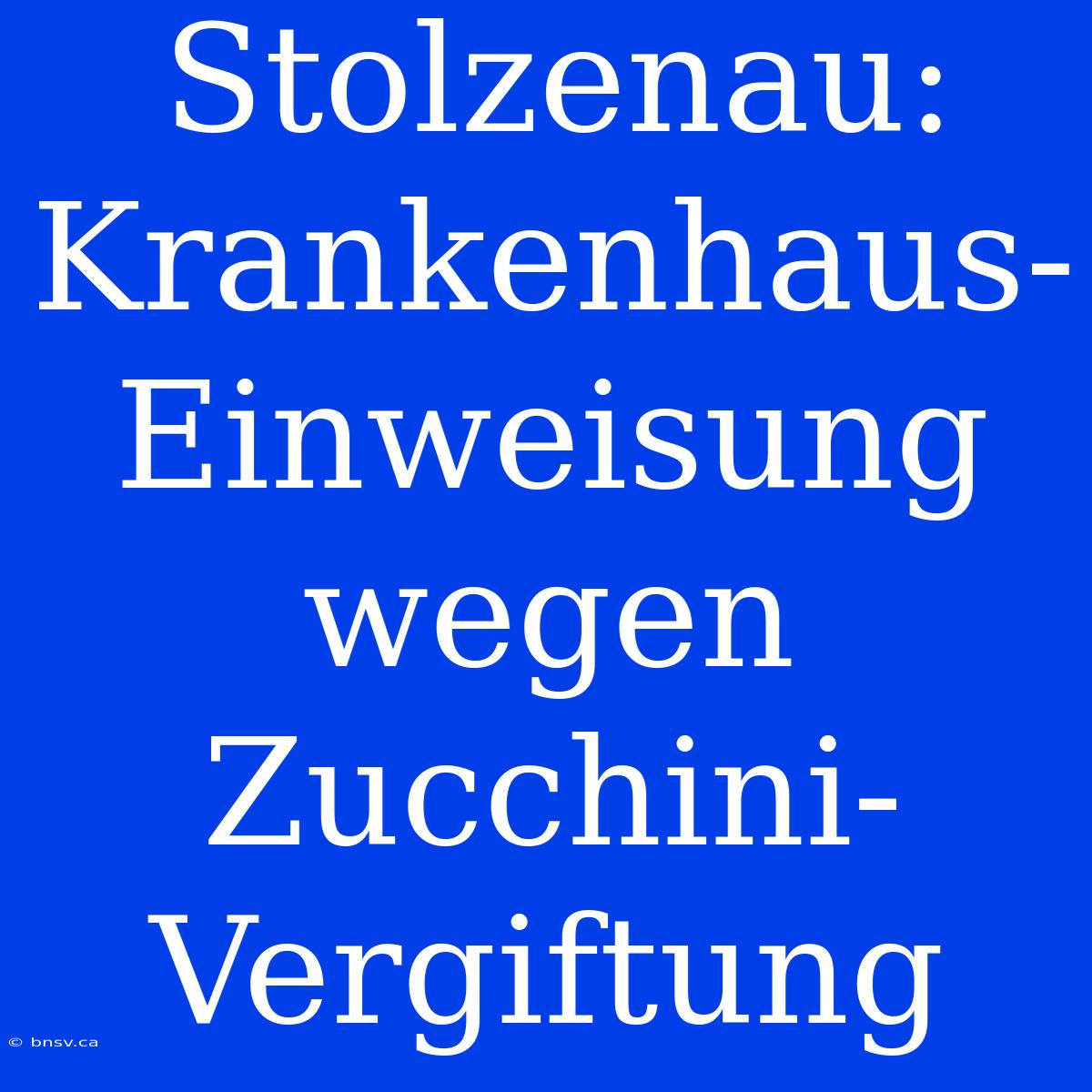 Stolzenau: Krankenhaus-Einweisung Wegen Zucchini-Vergiftung