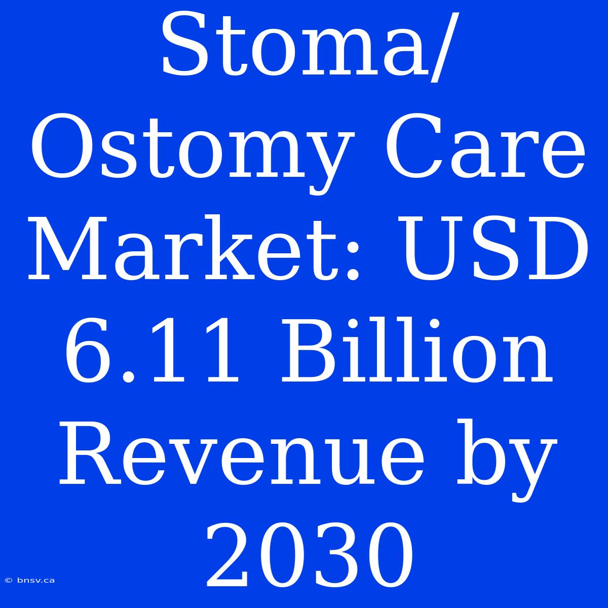 Stoma/Ostomy Care Market: USD 6.11 Billion Revenue By 2030