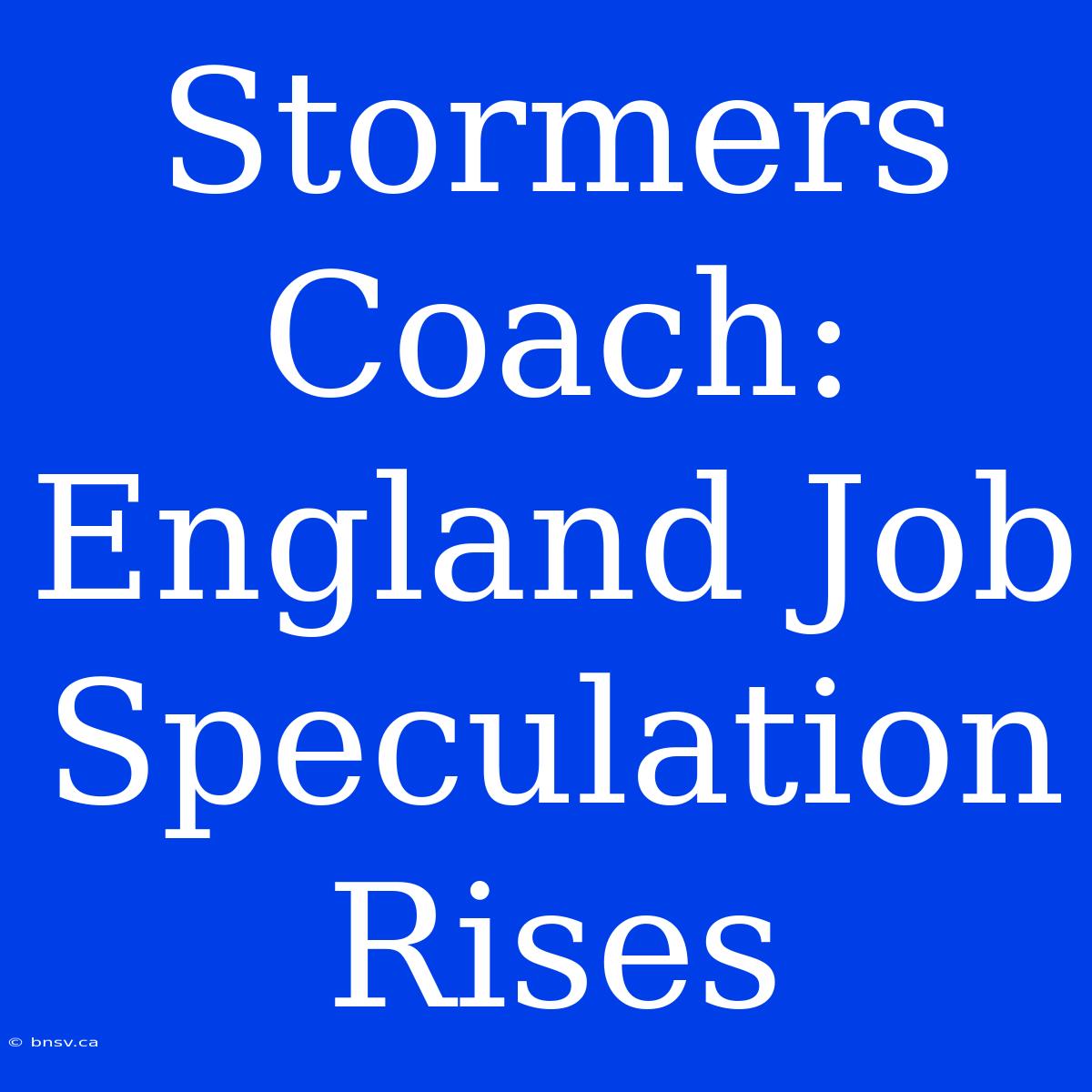 Stormers Coach: England Job Speculation Rises