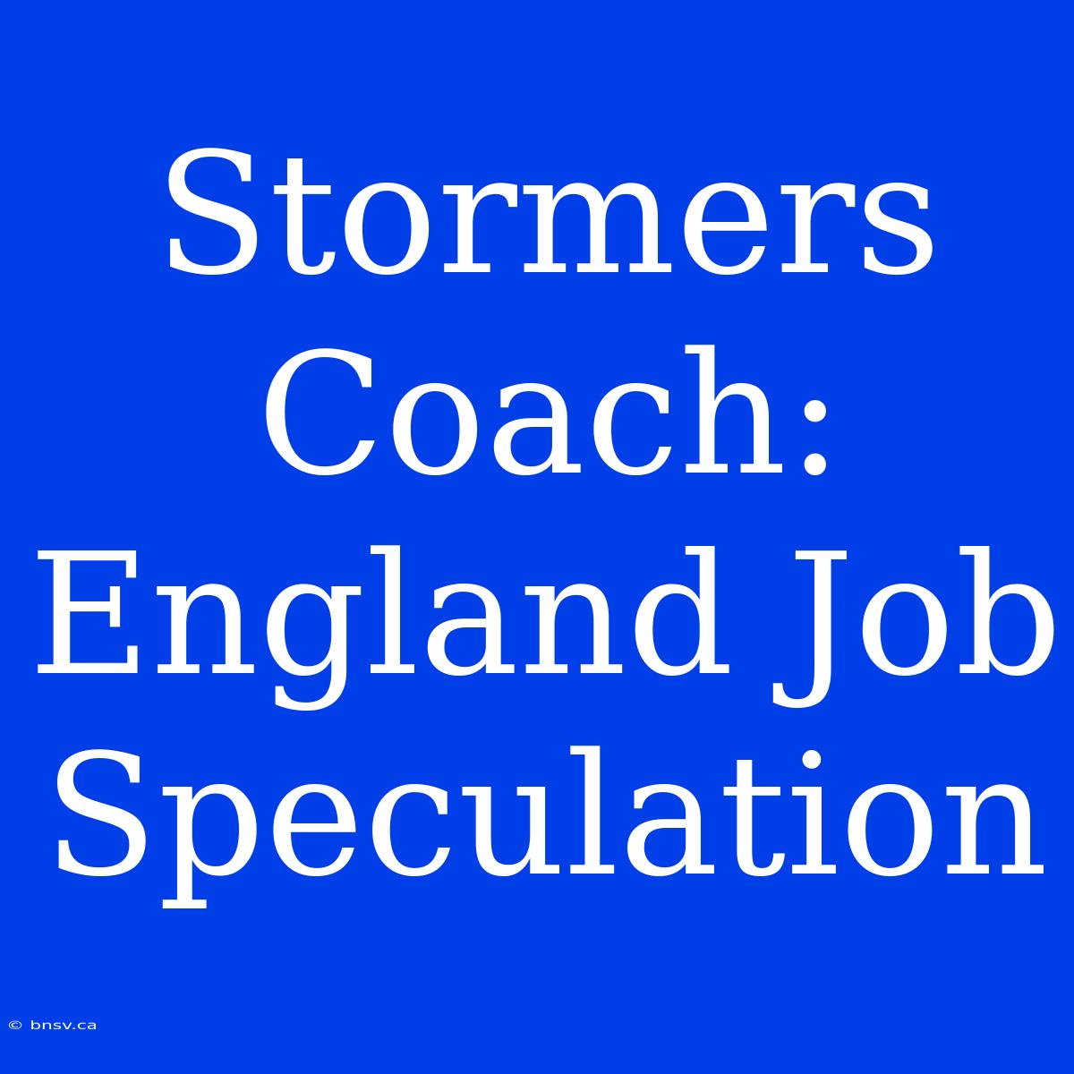 Stormers Coach: England Job Speculation