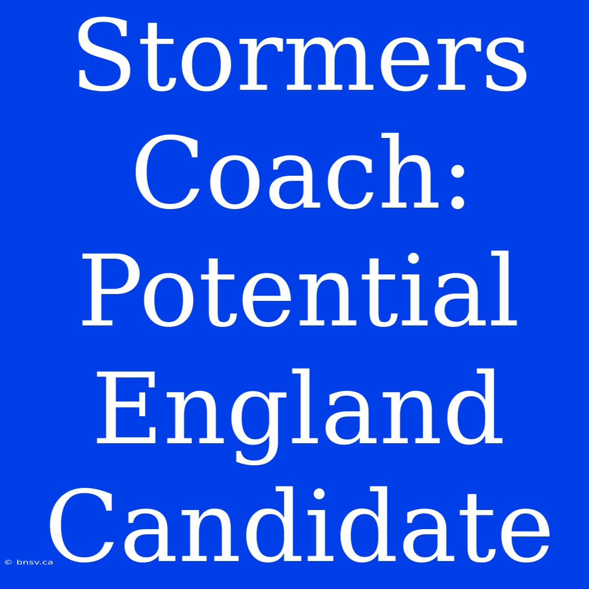 Stormers Coach: Potential England Candidate