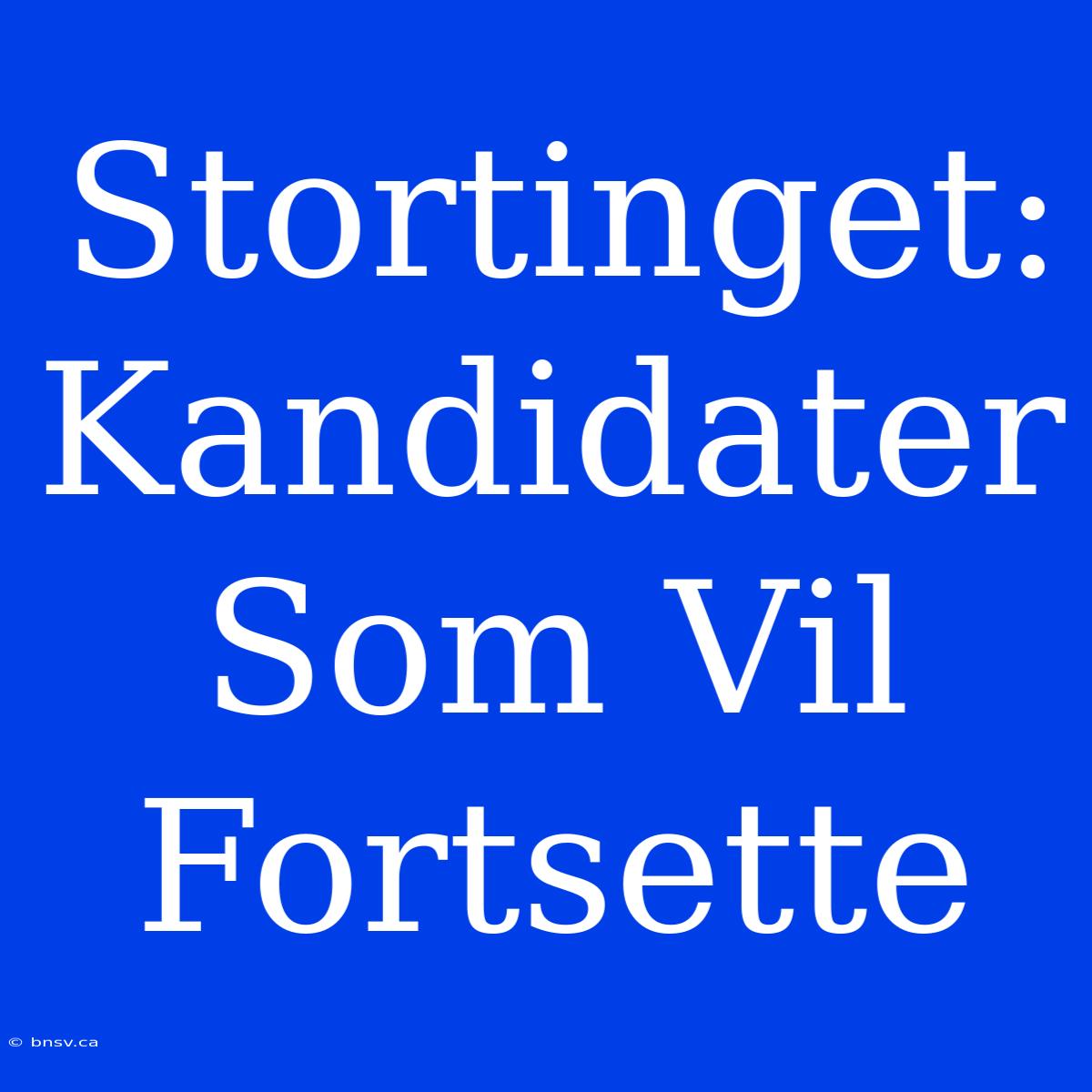 Stortinget: Kandidater Som Vil Fortsette