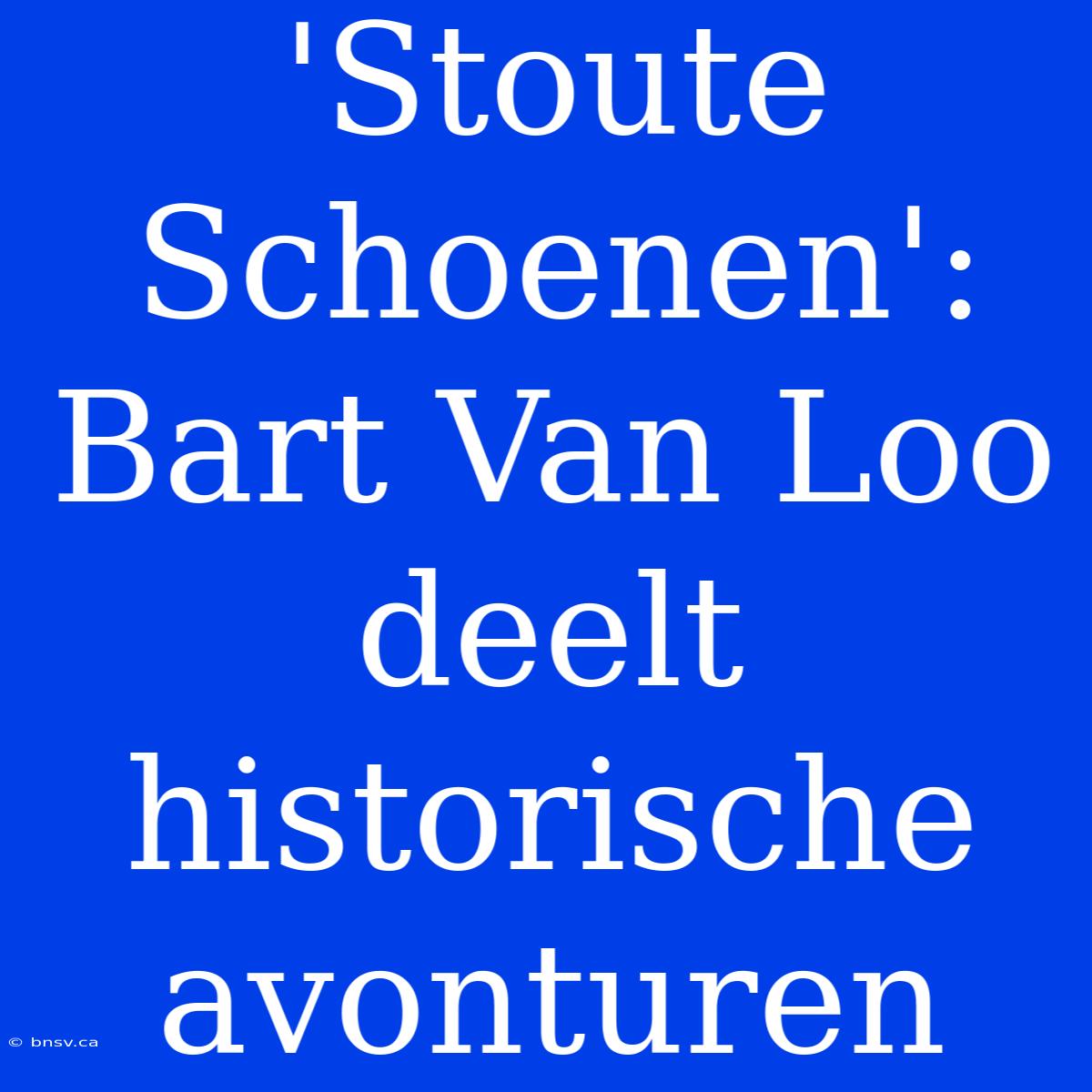 'Stoute Schoenen': Bart Van Loo Deelt Historische Avonturen