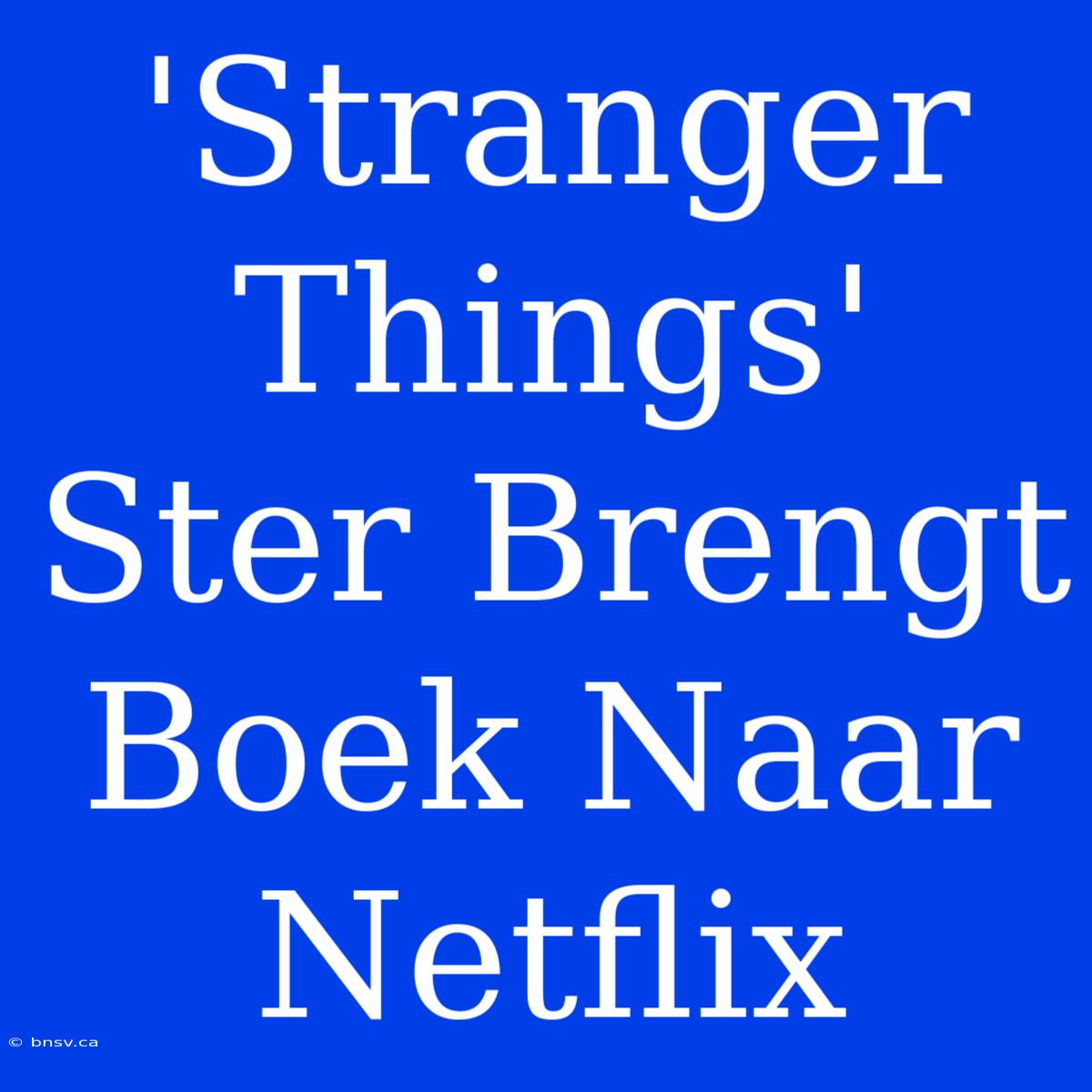 'Stranger Things' Ster Brengt Boek Naar Netflix