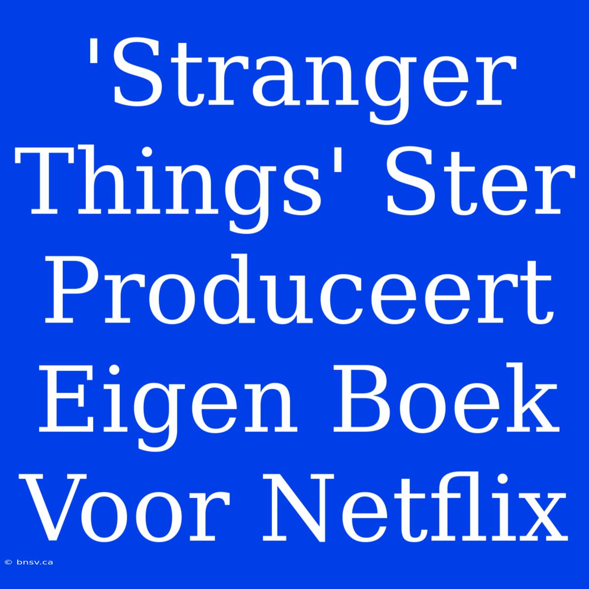 'Stranger Things' Ster Produceert Eigen Boek Voor Netflix