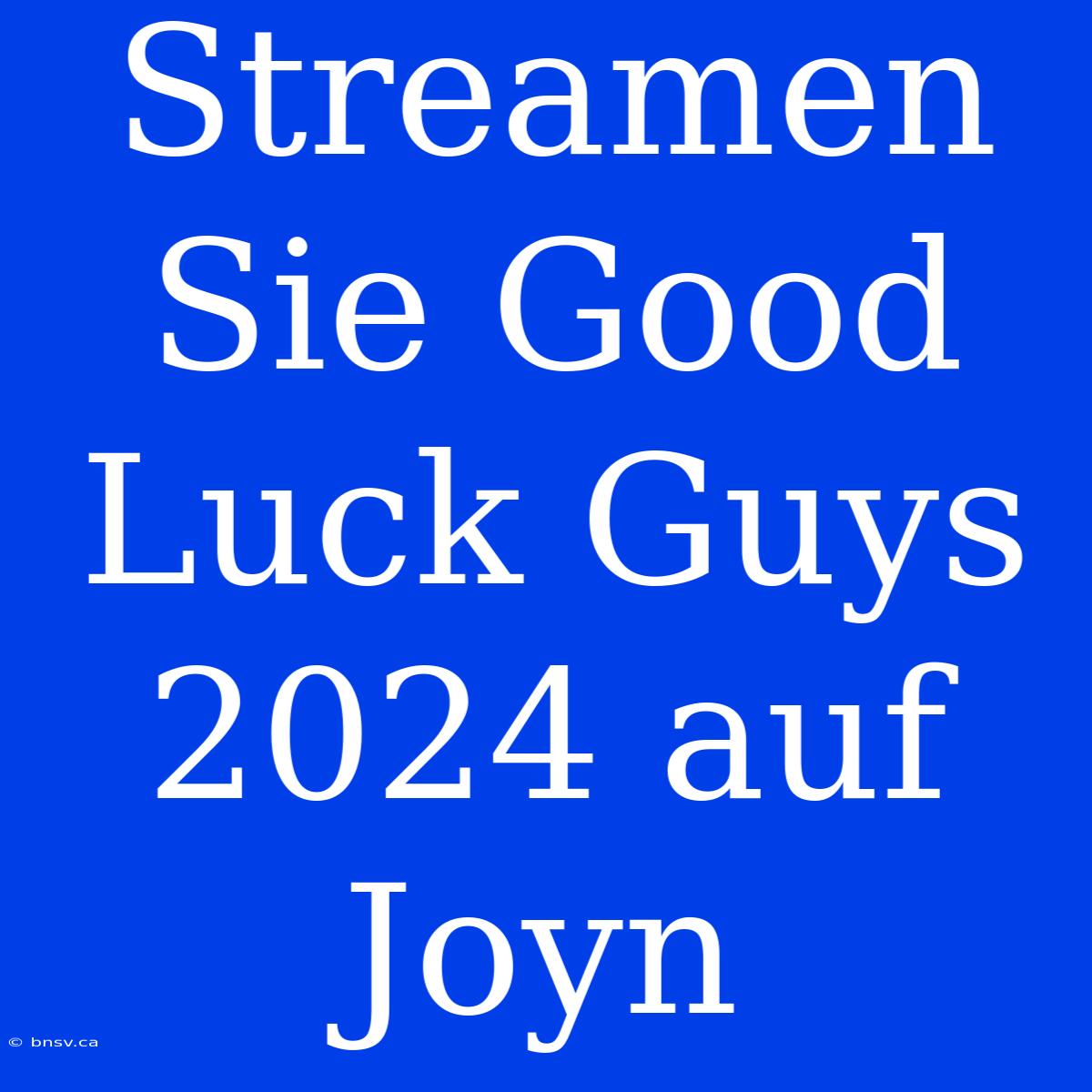 Streamen Sie Good Luck Guys 2024 Auf Joyn