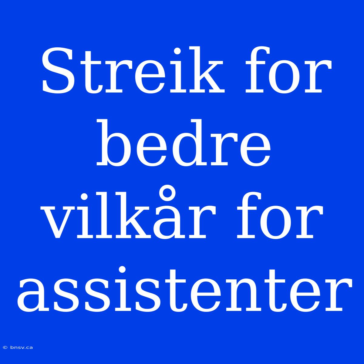 Streik For Bedre Vilkår For Assistenter