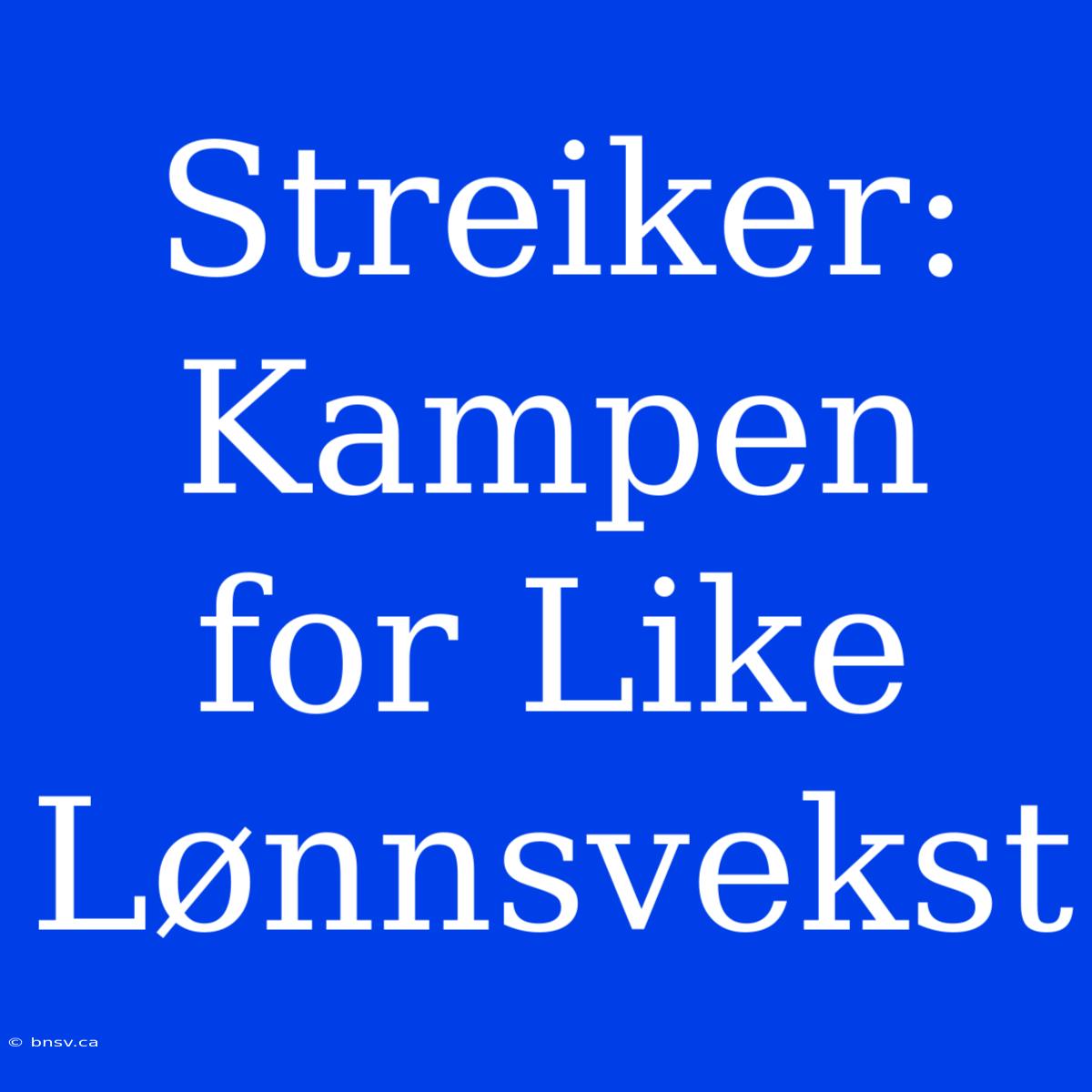 Streiker:  Kampen For Like Lønnsvekst