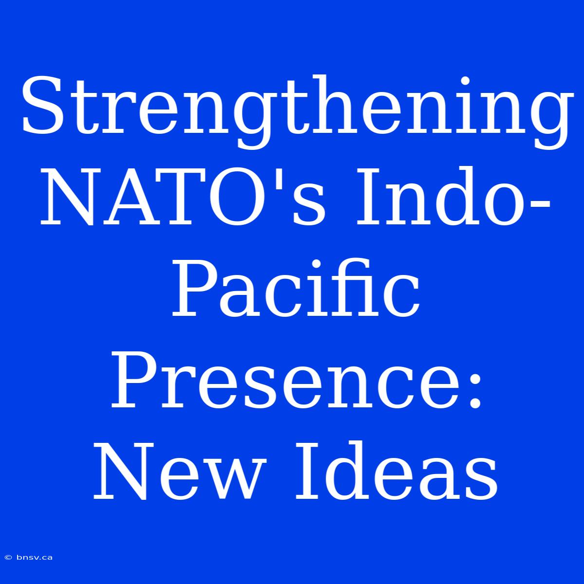 Strengthening NATO's Indo-Pacific Presence:  New Ideas