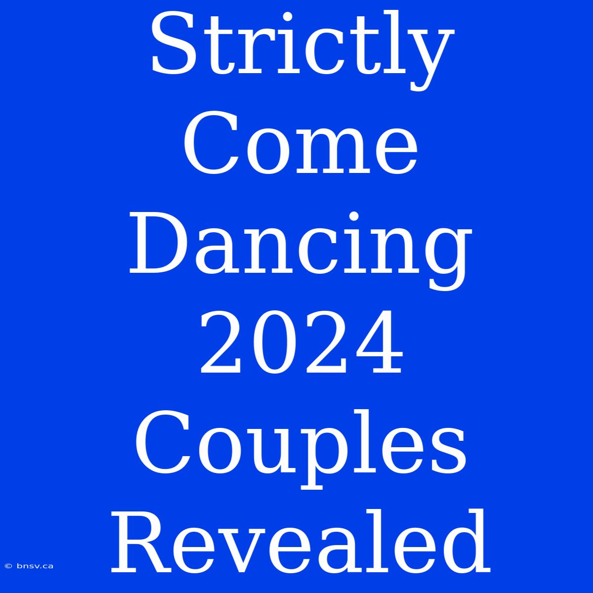 Strictly Come Dancing 2024 Couples Revealed