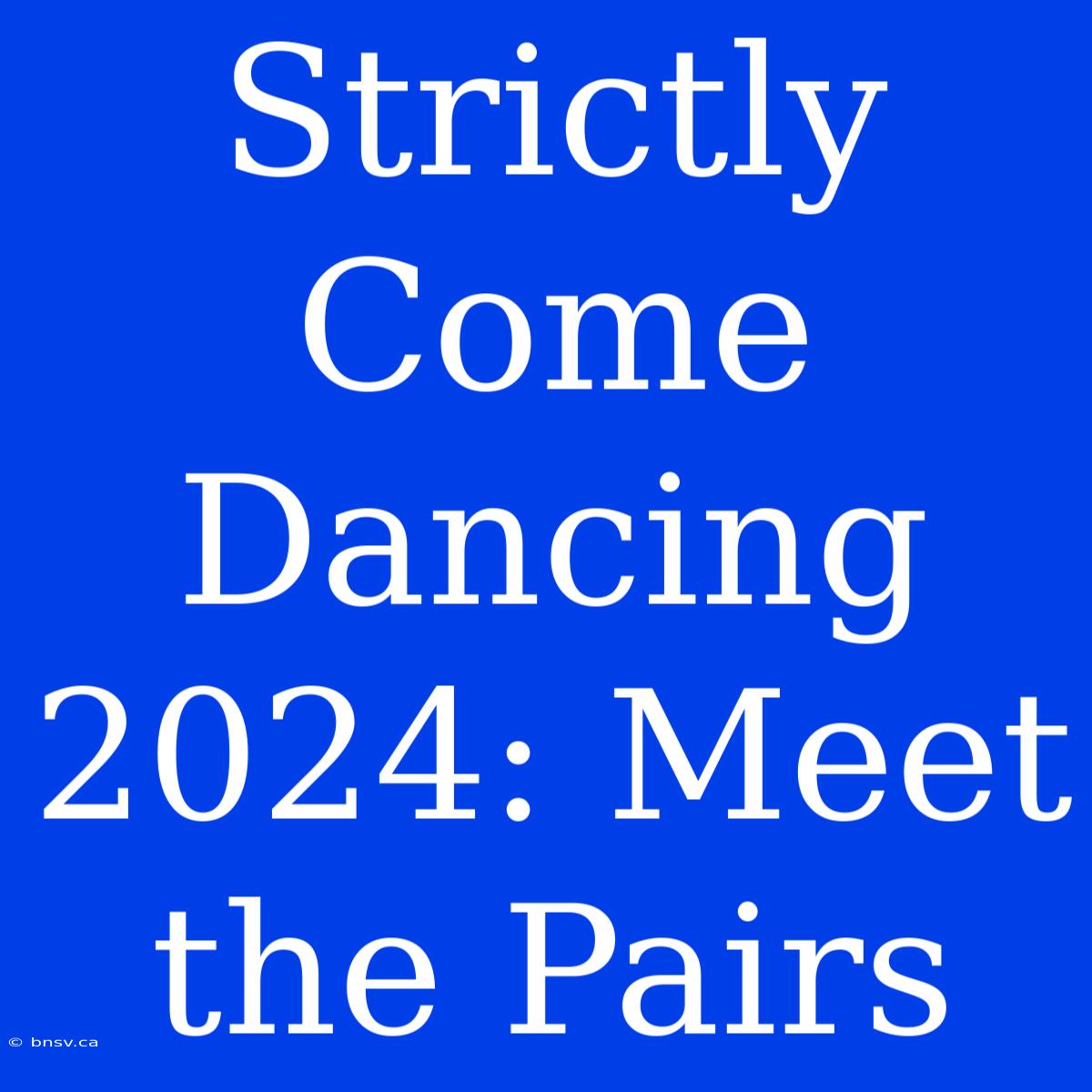 Strictly Come Dancing 2024: Meet The Pairs