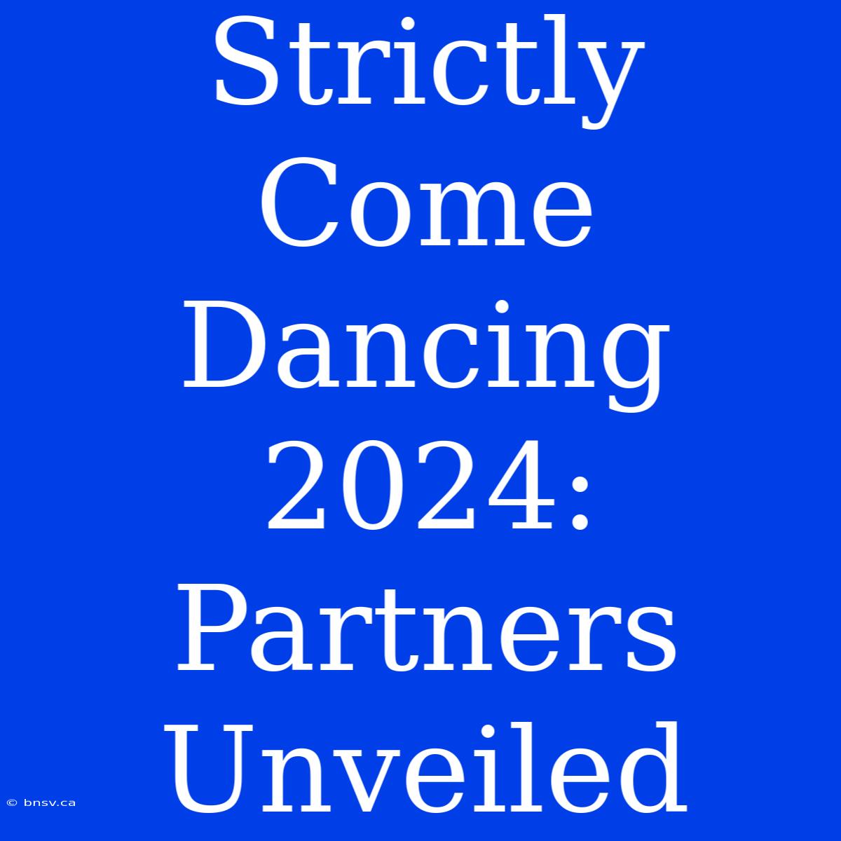 Strictly Come Dancing 2024:  Partners Unveiled