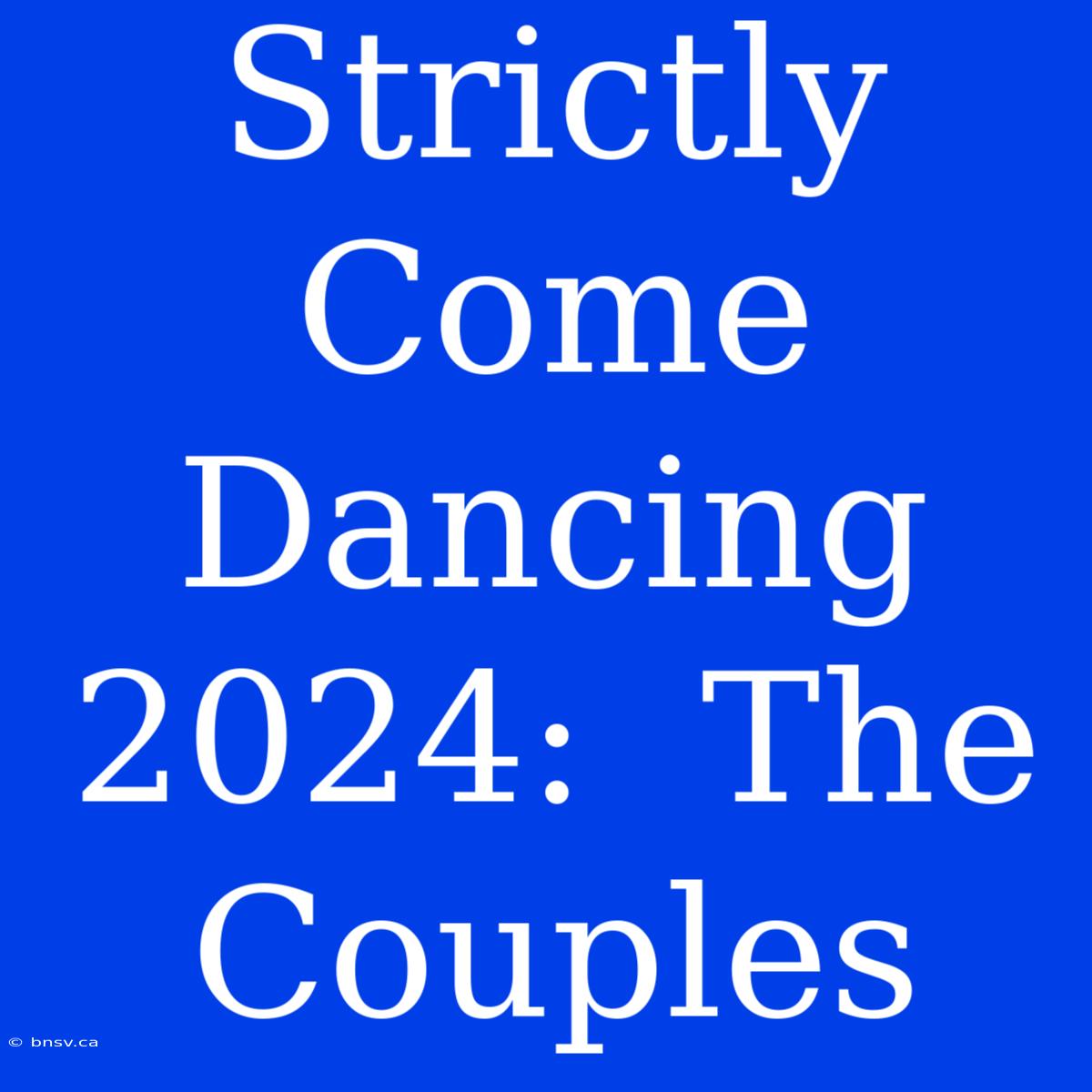 Strictly Come Dancing 2024:  The Couples