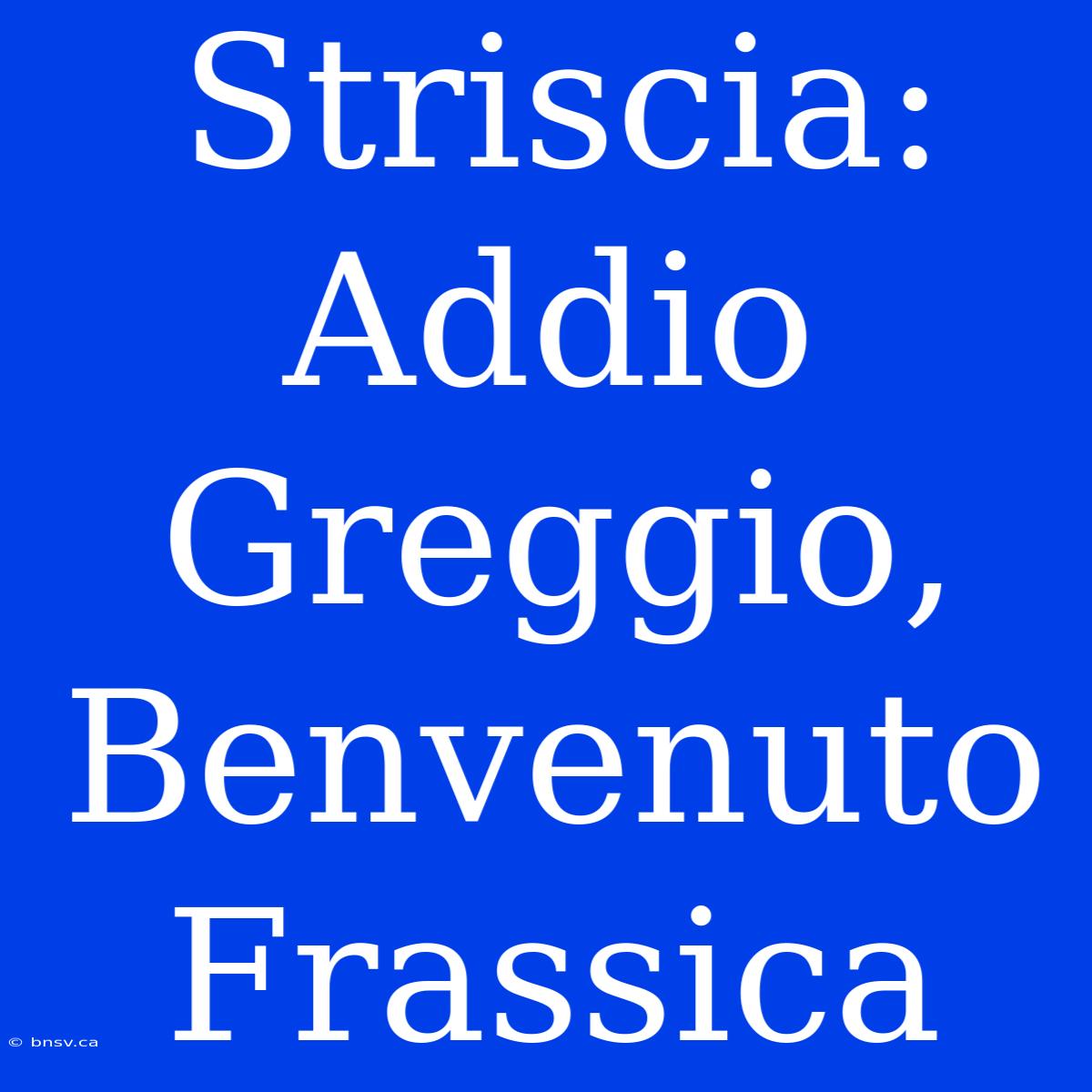 Striscia: Addio Greggio, Benvenuto Frassica