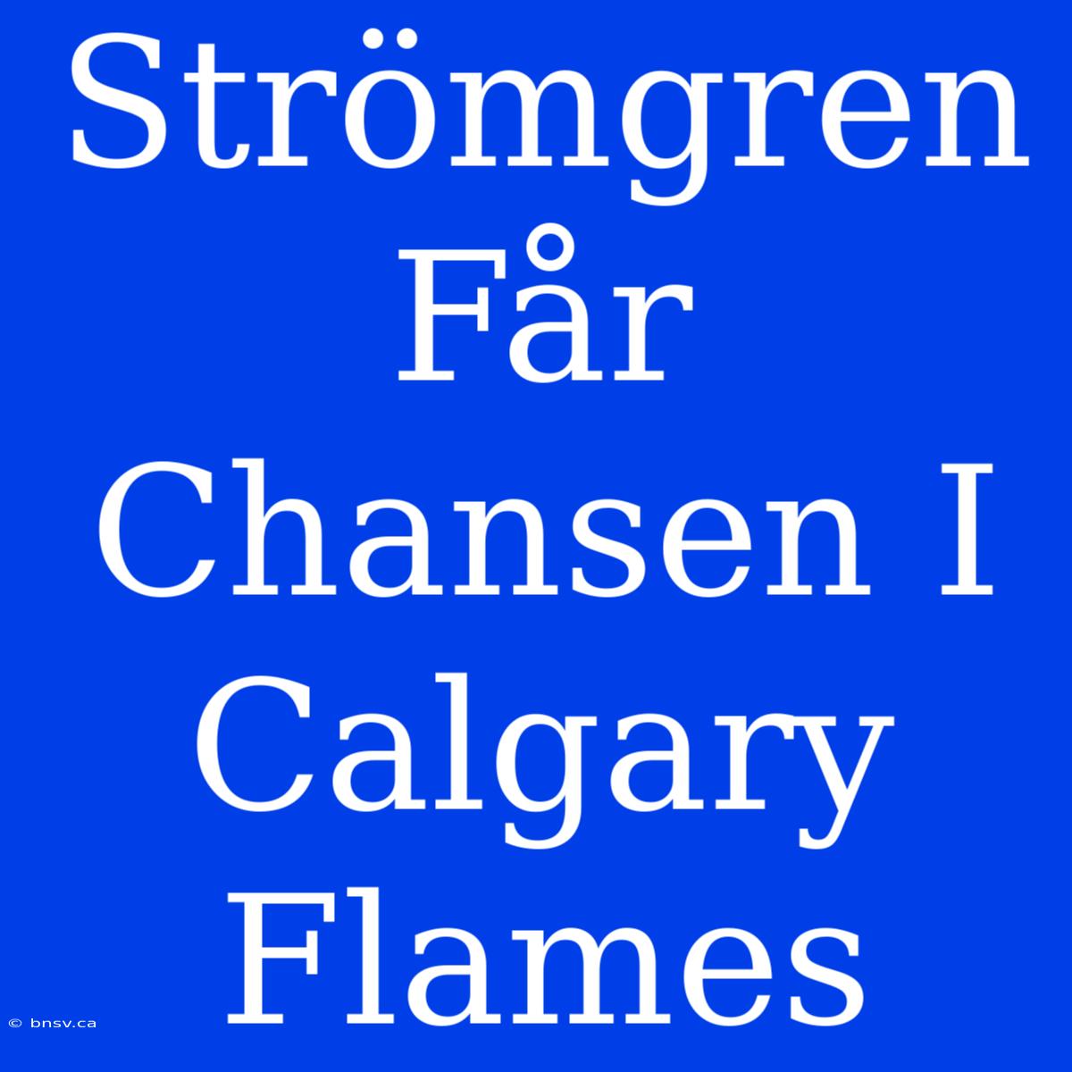 Strömgren Får Chansen I Calgary Flames