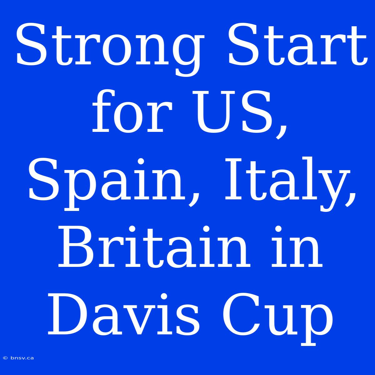 Strong Start For US, Spain, Italy, Britain In Davis Cup