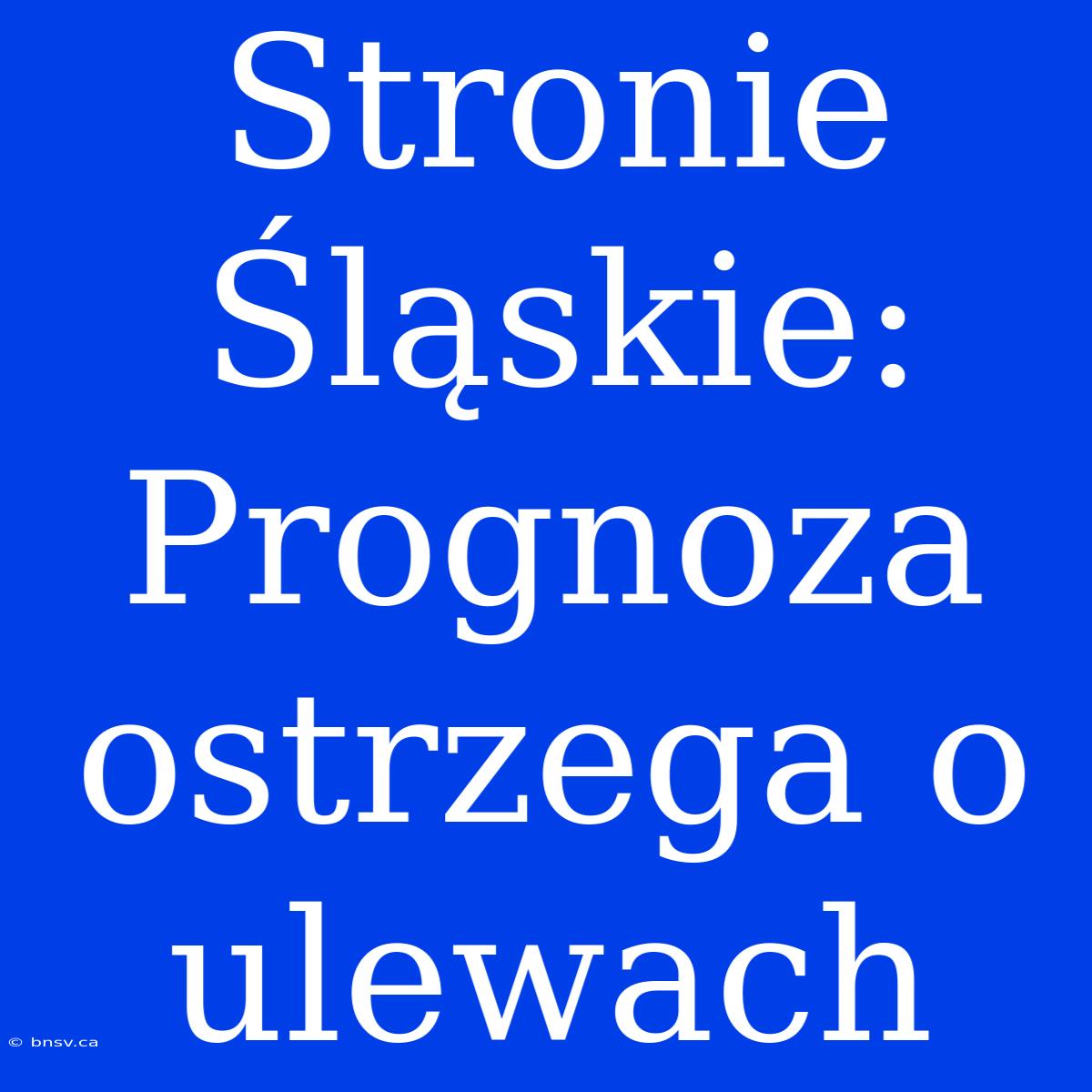 Stronie Śląskie: Prognoza Ostrzega O Ulewach