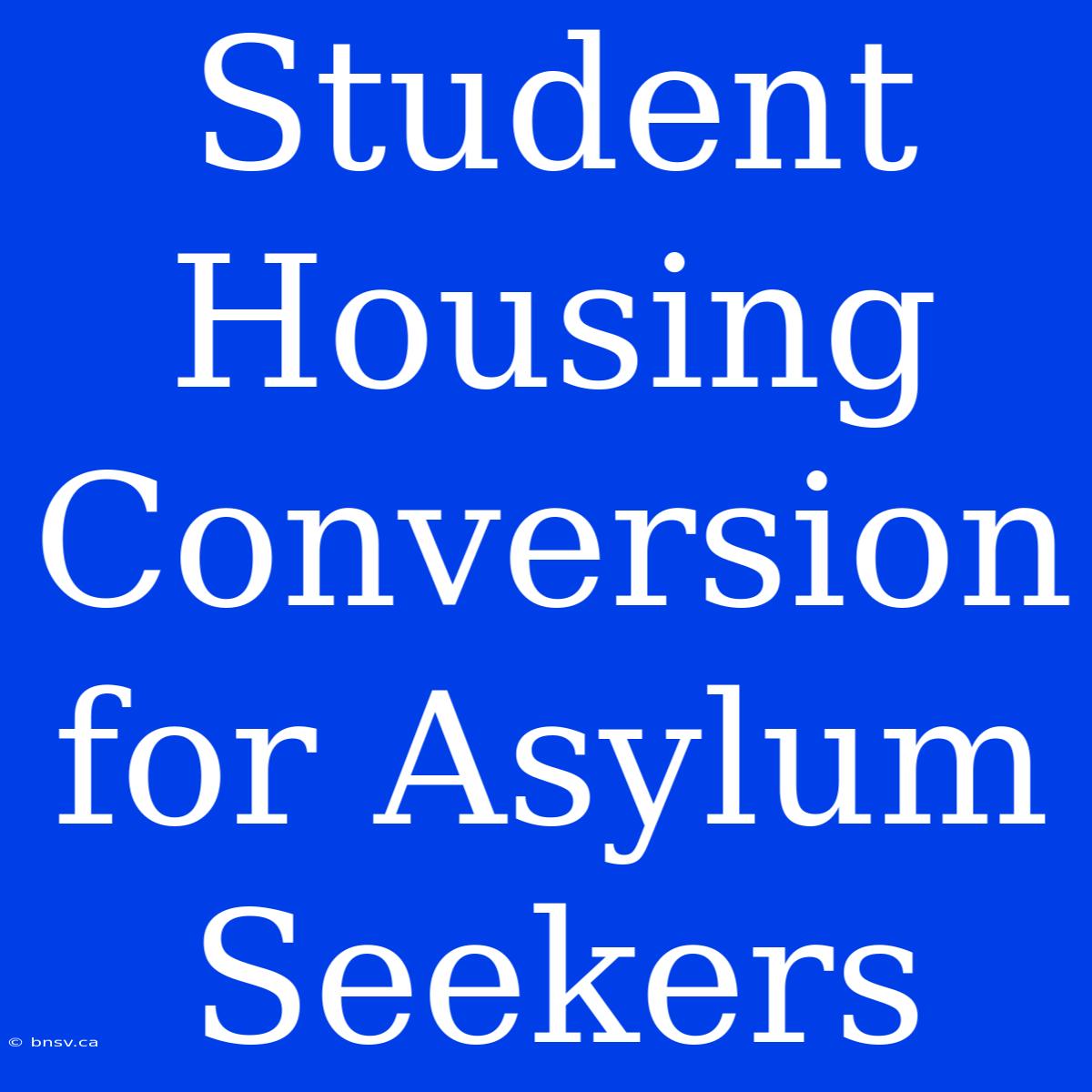 Student Housing Conversion For Asylum Seekers