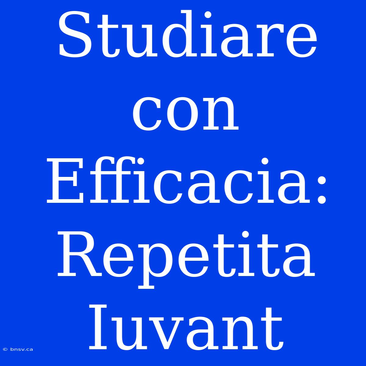 Studiare Con Efficacia: Repetita Iuvant