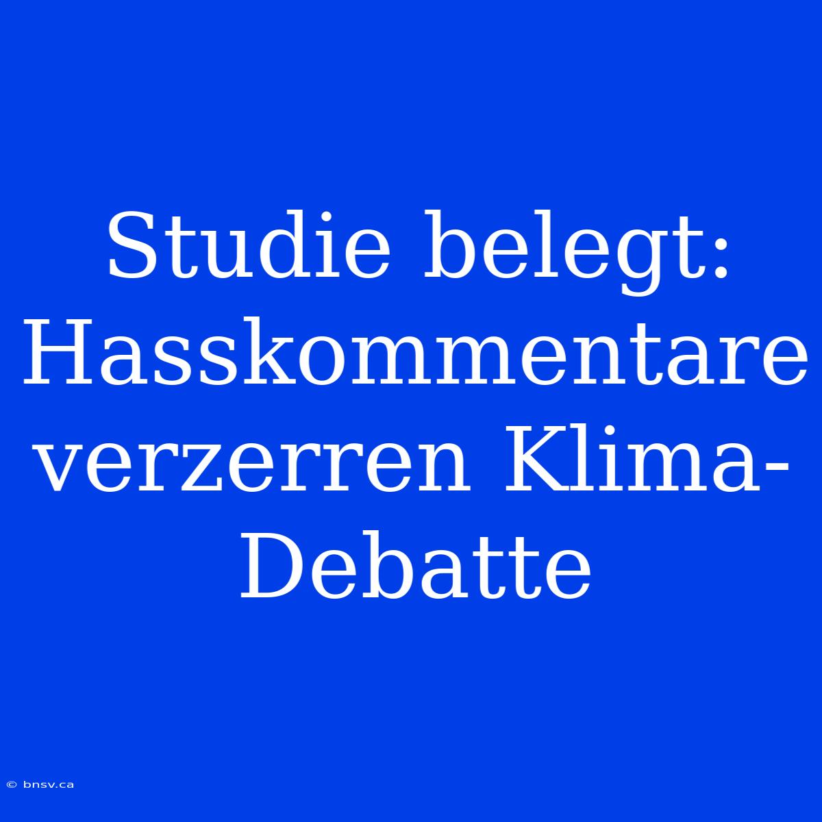 Studie Belegt: Hasskommentare Verzerren Klima-Debatte