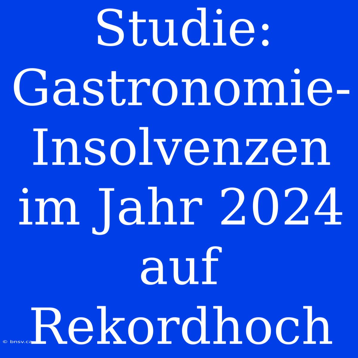 Studie: Gastronomie-Insolvenzen Im Jahr 2024 Auf Rekordhoch