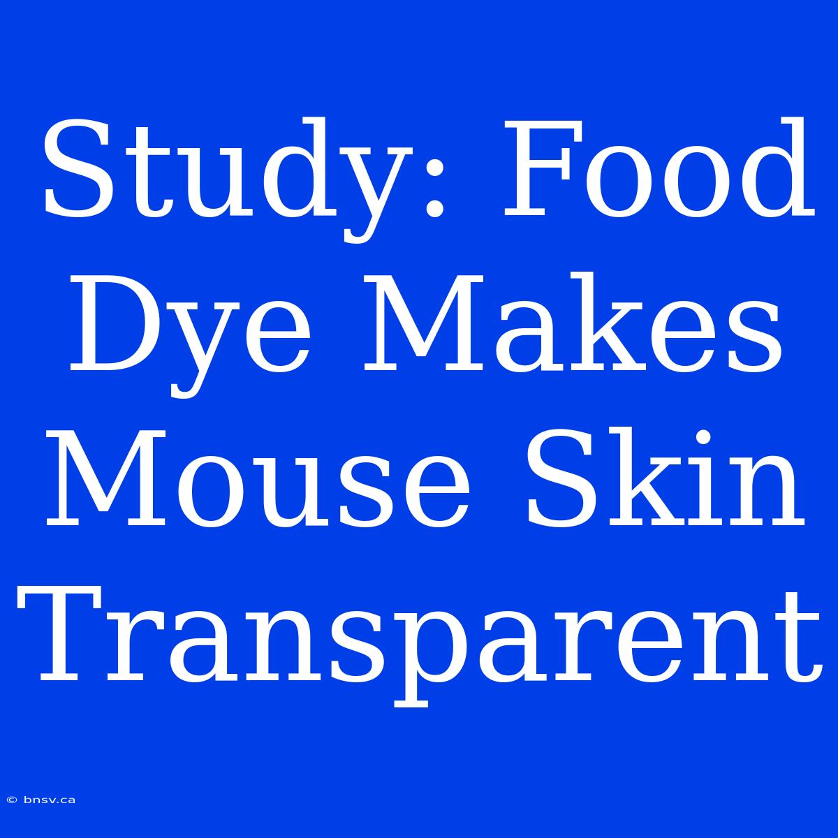 Study: Food Dye Makes Mouse Skin Transparent