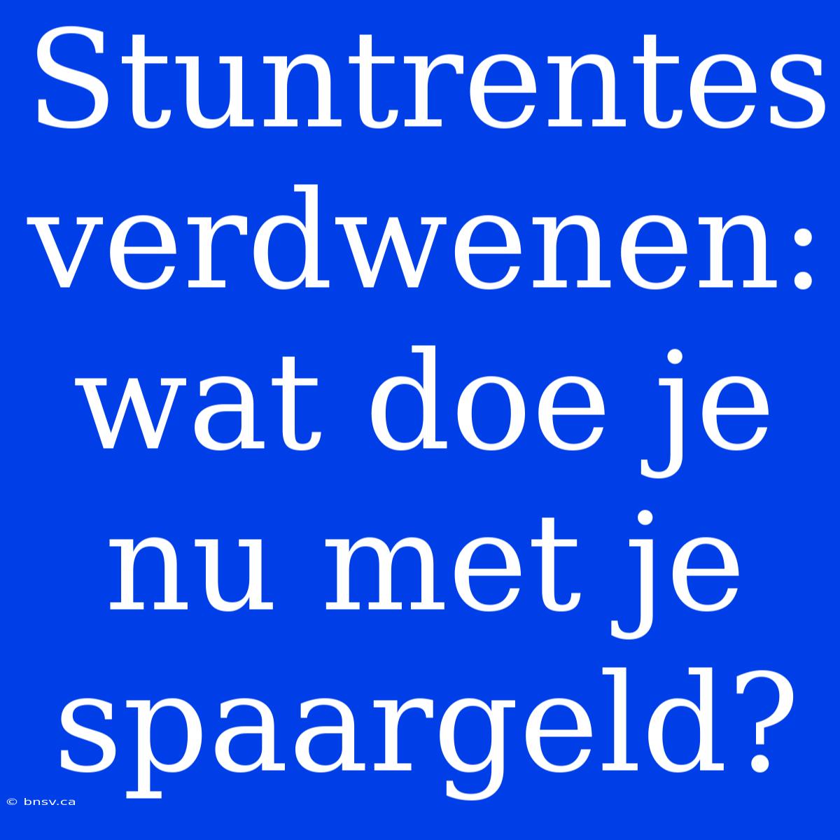 Stuntrentes Verdwenen: Wat Doe Je Nu Met Je Spaargeld?