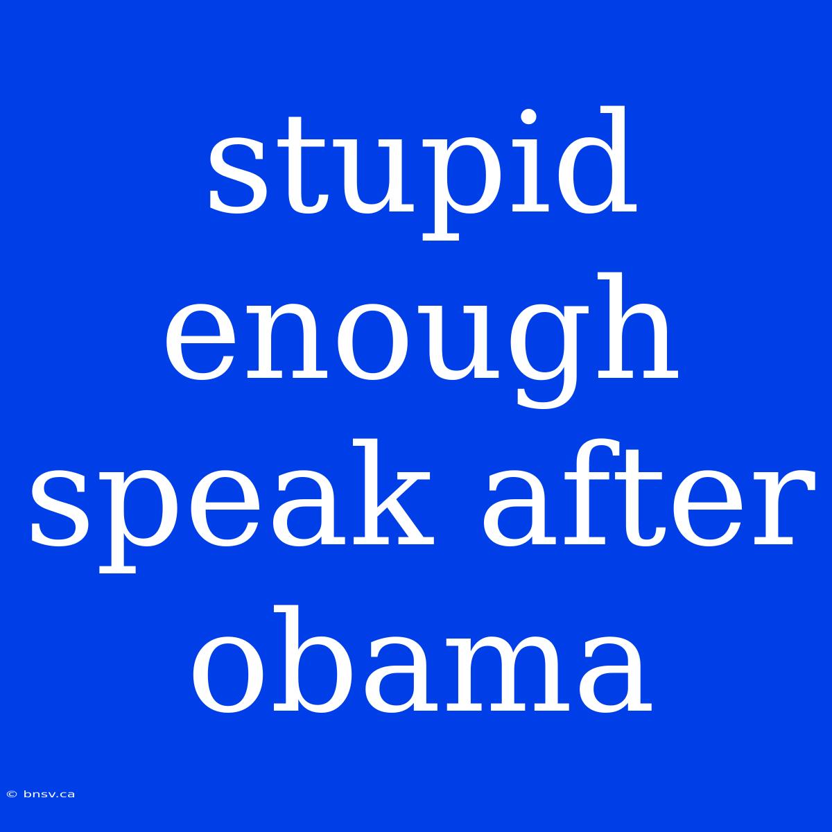 Stupid Enough Speak After Obama