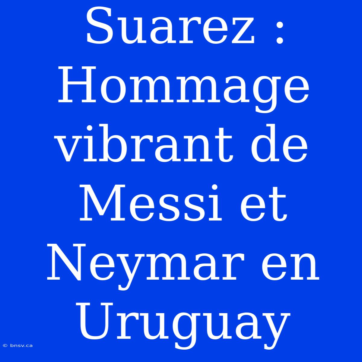 Suarez : Hommage Vibrant De Messi Et Neymar En Uruguay