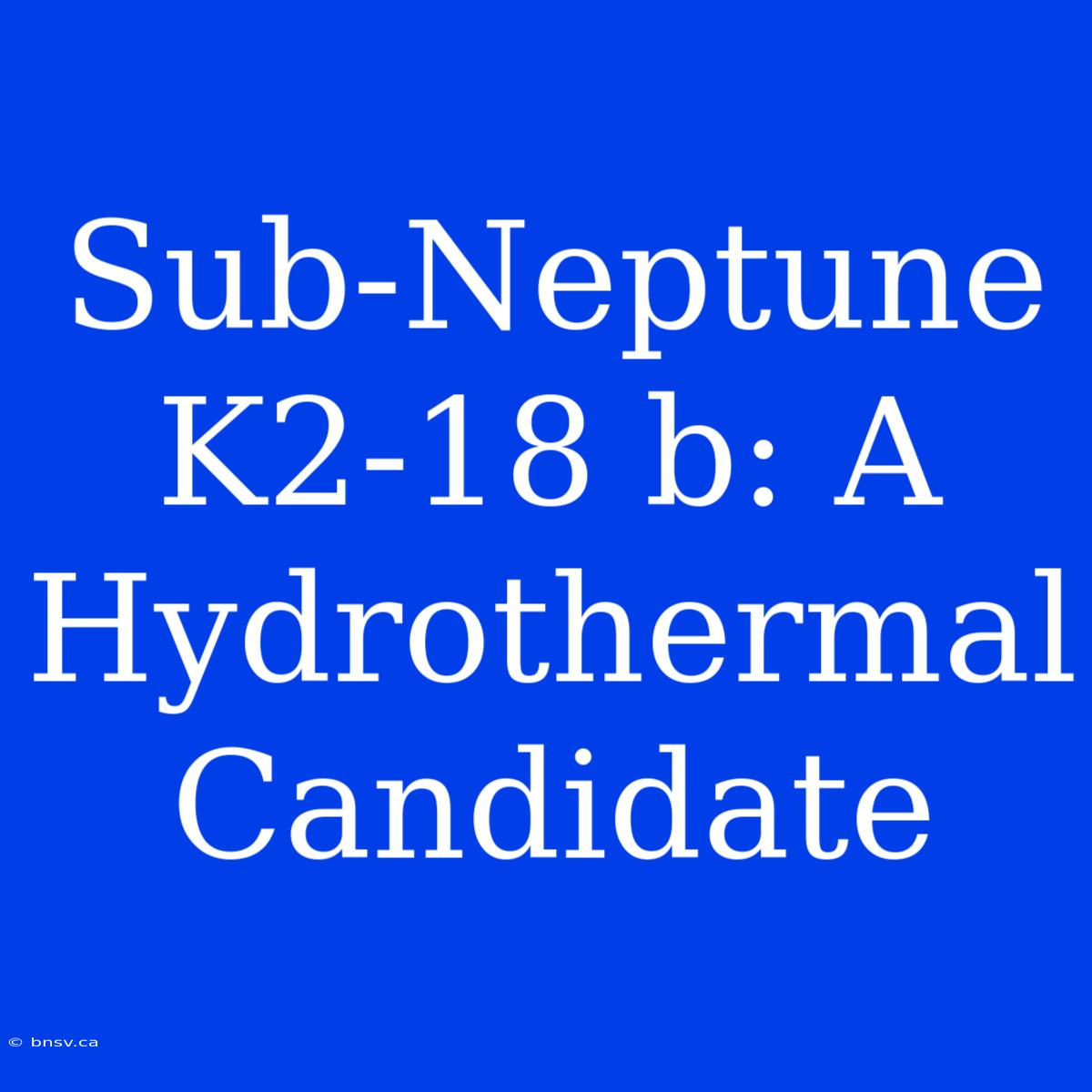 Sub-Neptune K2-18 B: A Hydrothermal Candidate