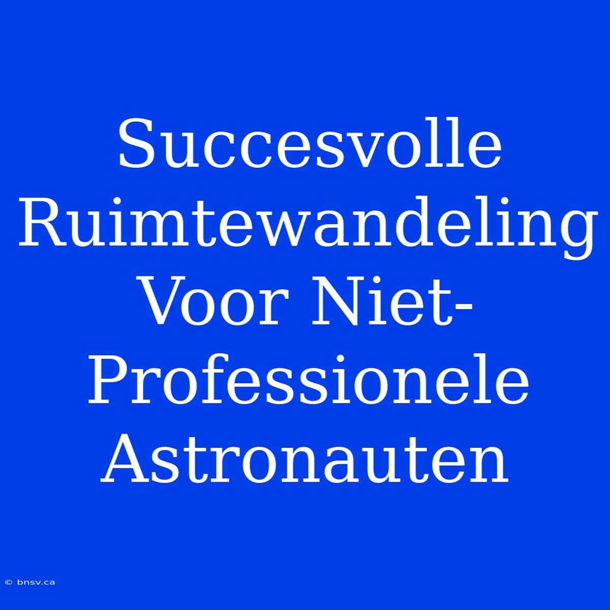 Succesvolle Ruimtewandeling Voor Niet-Professionele Astronauten