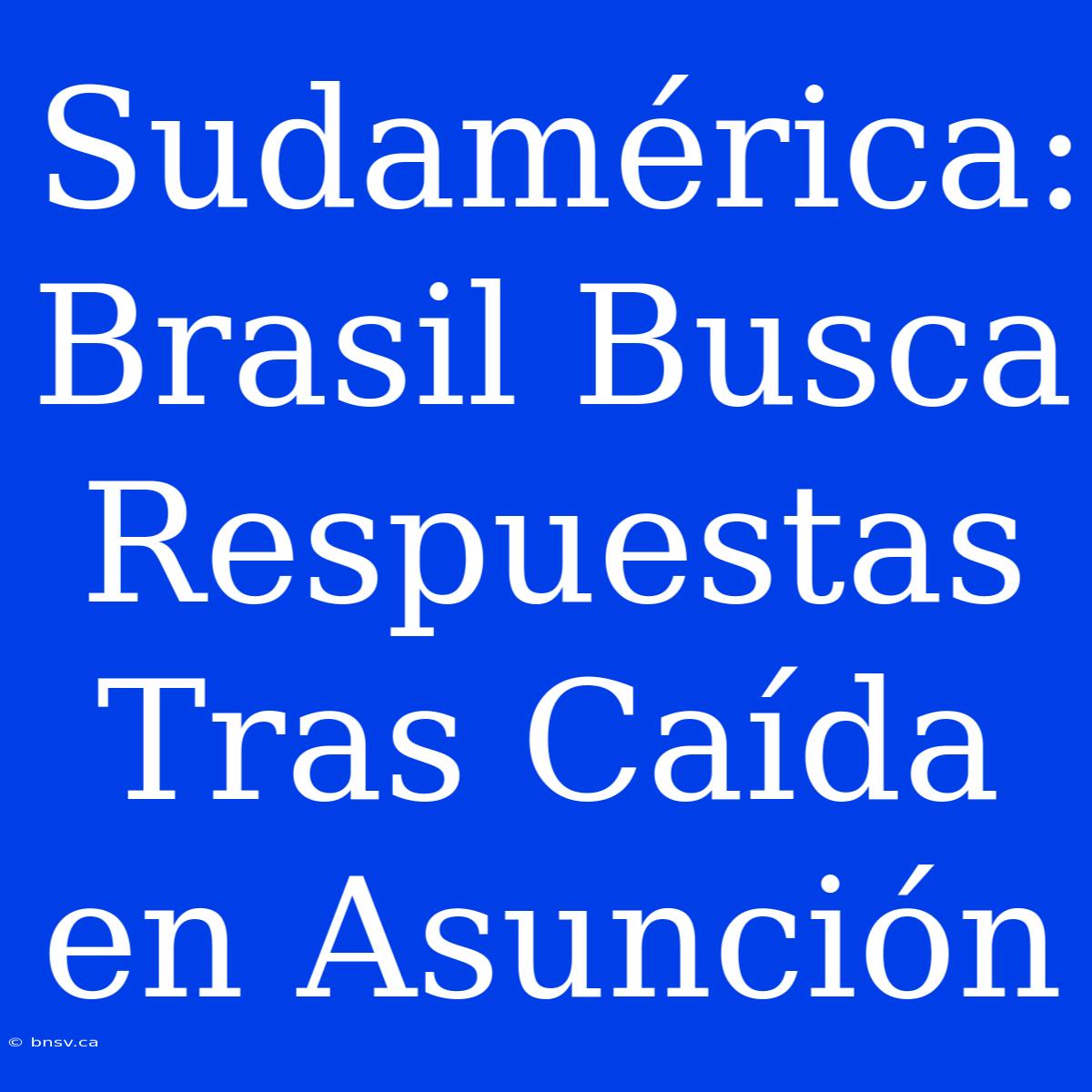 Sudamérica: Brasil Busca Respuestas Tras Caída En Asunción