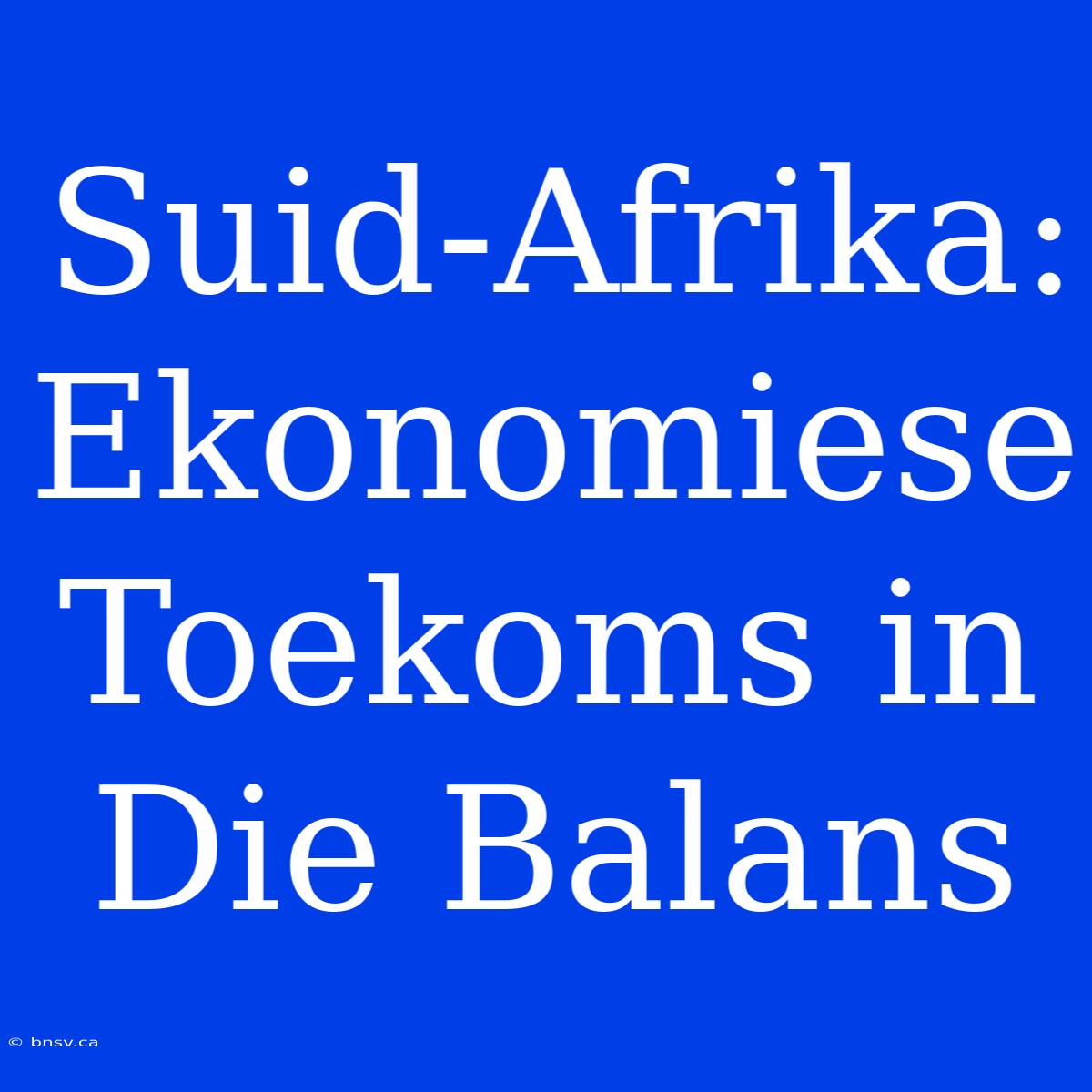 Suid-Afrika: Ekonomiese Toekoms In Die Balans